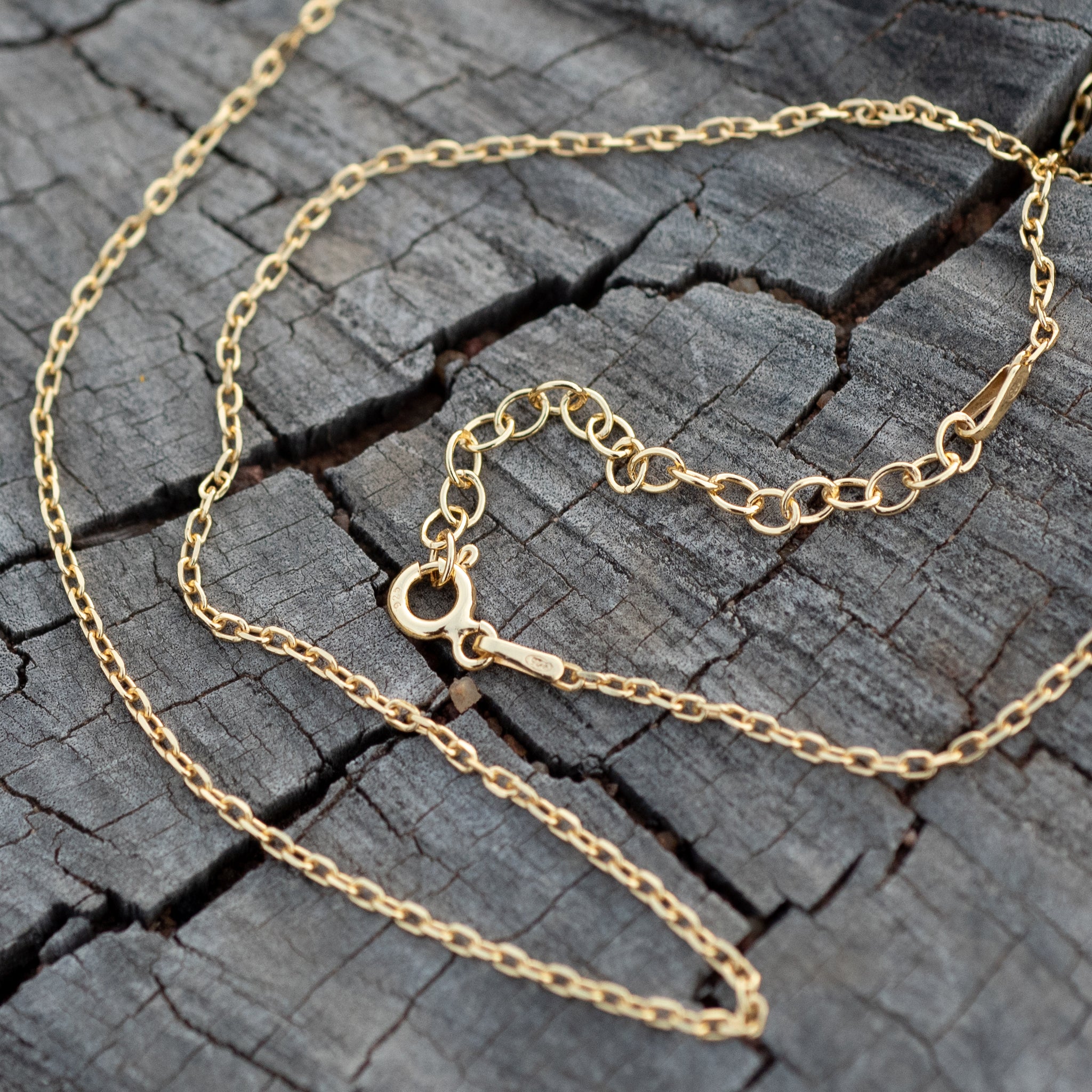 CYG001 - Sterling Silver Cable Chain - Plated with 0.25 Micron 18K Yellow Gold