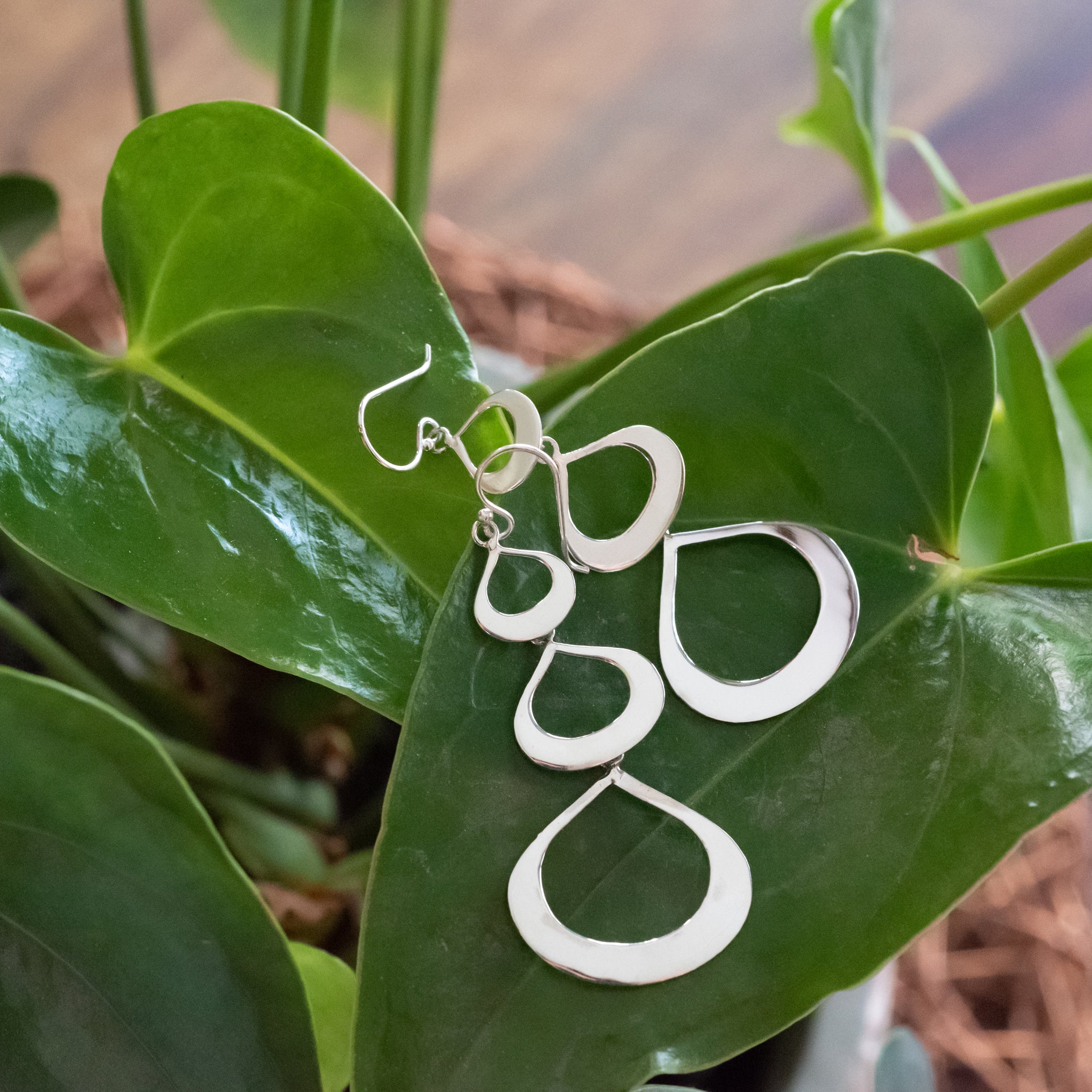 JEL016 - Sterling Silver 3 Teardrop Hook Earrings