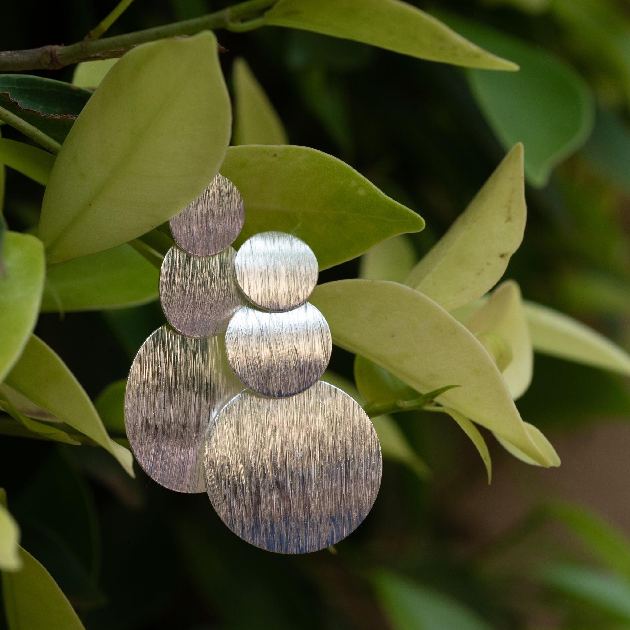 JEL025 - Sterling Silver Brushed 3 Disc Stud Earrings