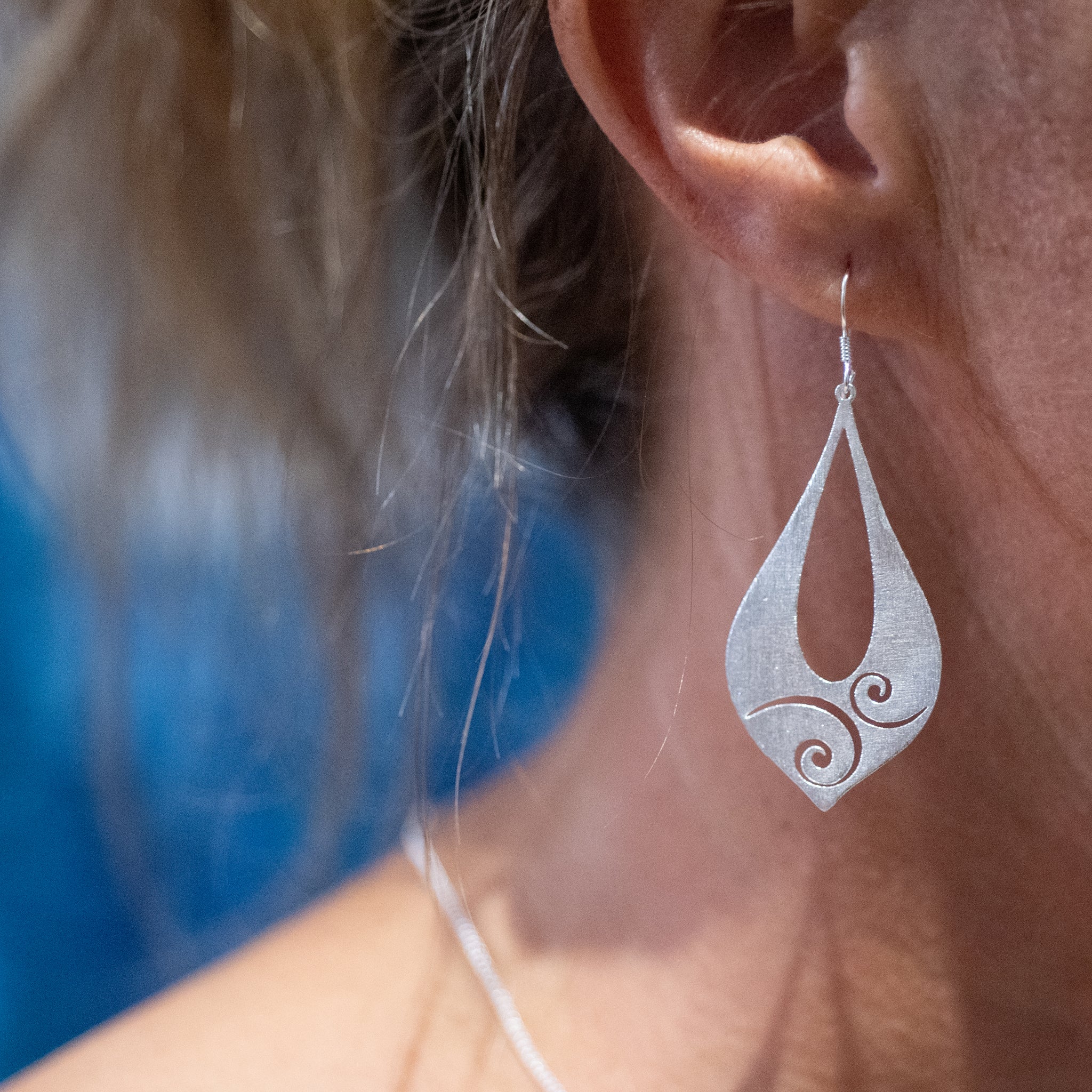 JEL026 - Sterling Silver Brushed Tear Hook Earrings