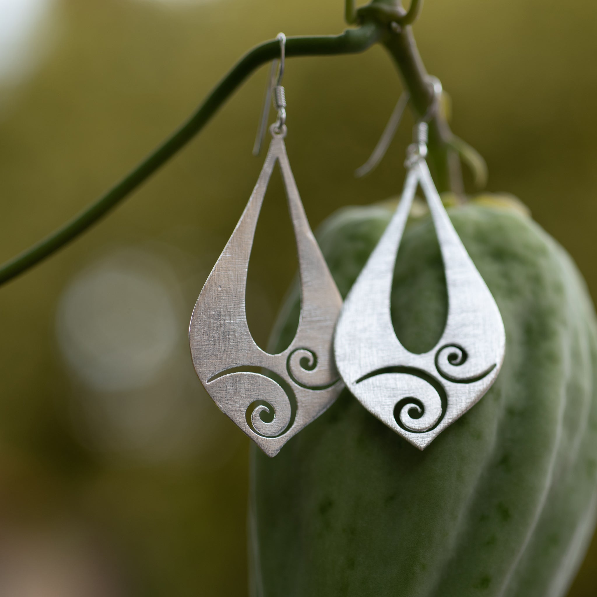 JEL026 - Sterling Silver Brushed Tear Hook Earrings