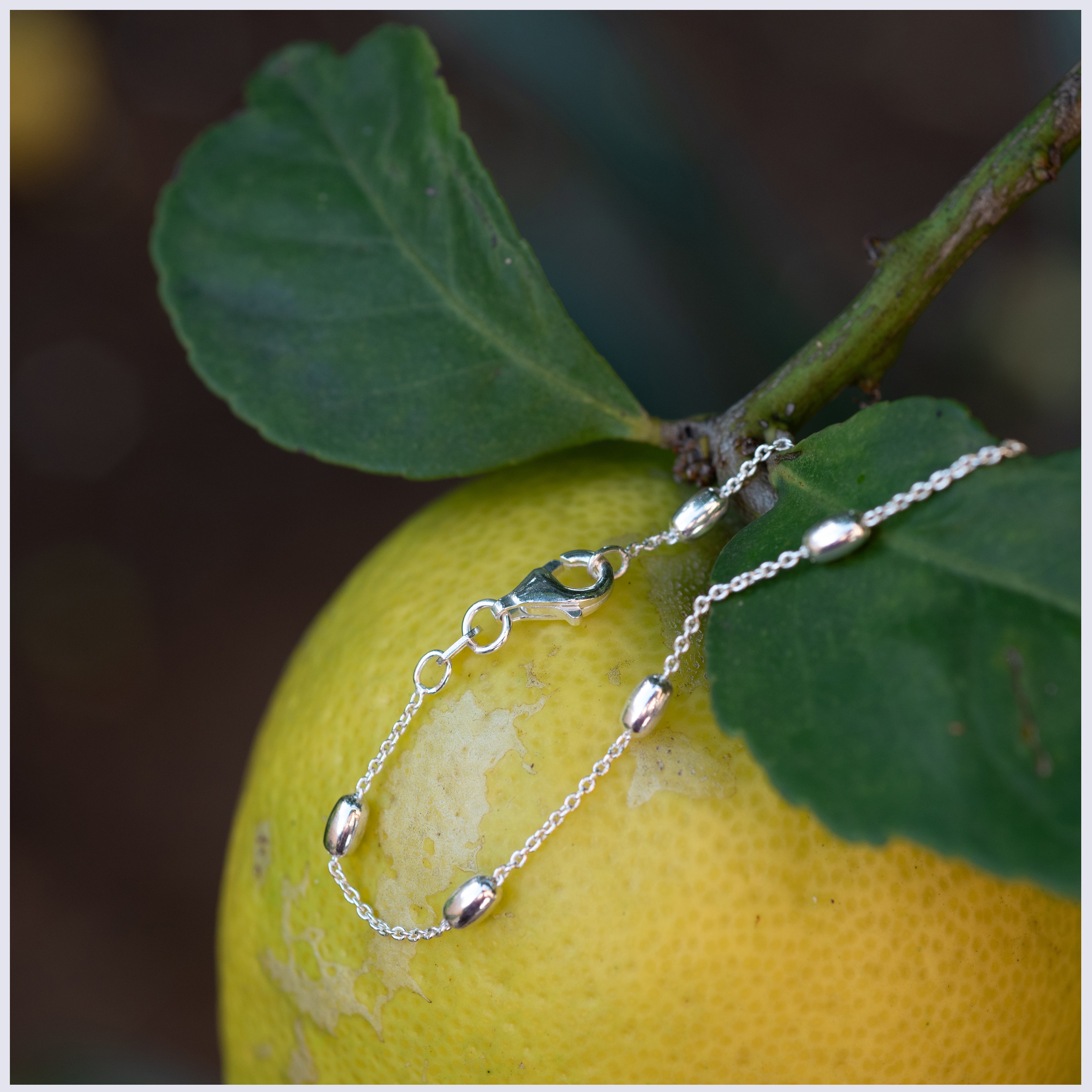SB014 - Sterling Silver Ball Bracelet with Oval Beads