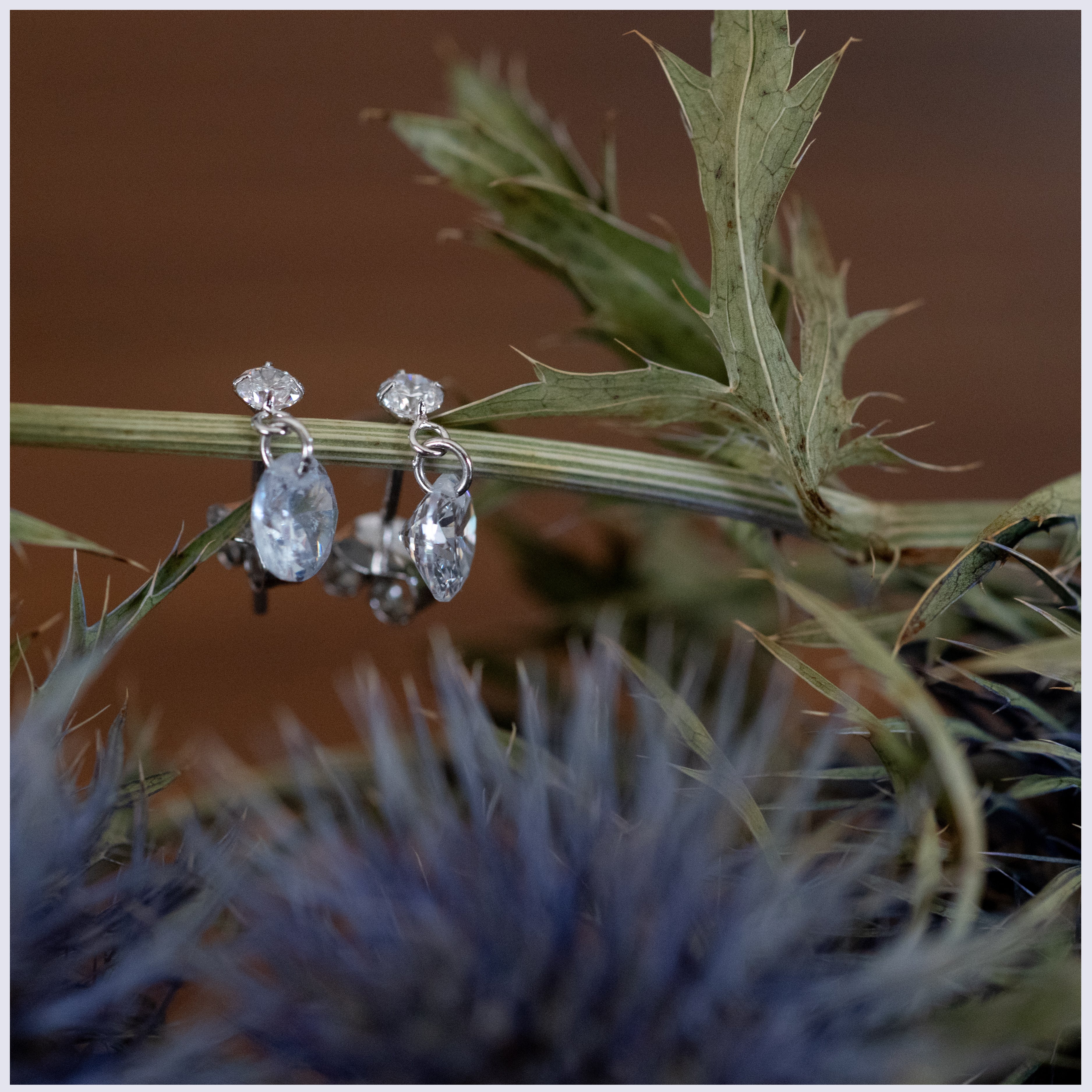 SES022 - CZ Drop Stud Earrings