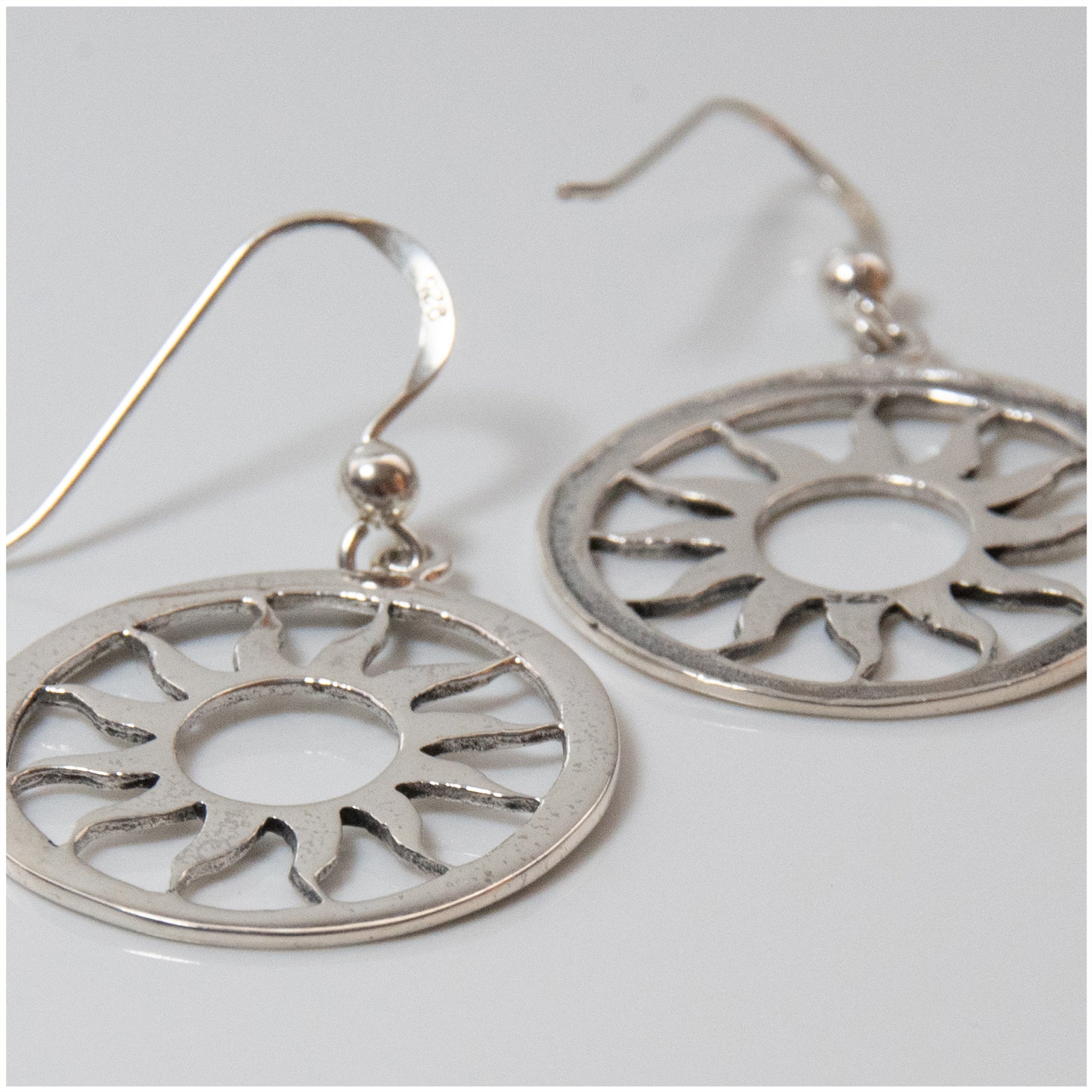 EL048 - Sterling Silver Sun Hook Earrings - silverby-e.co.za