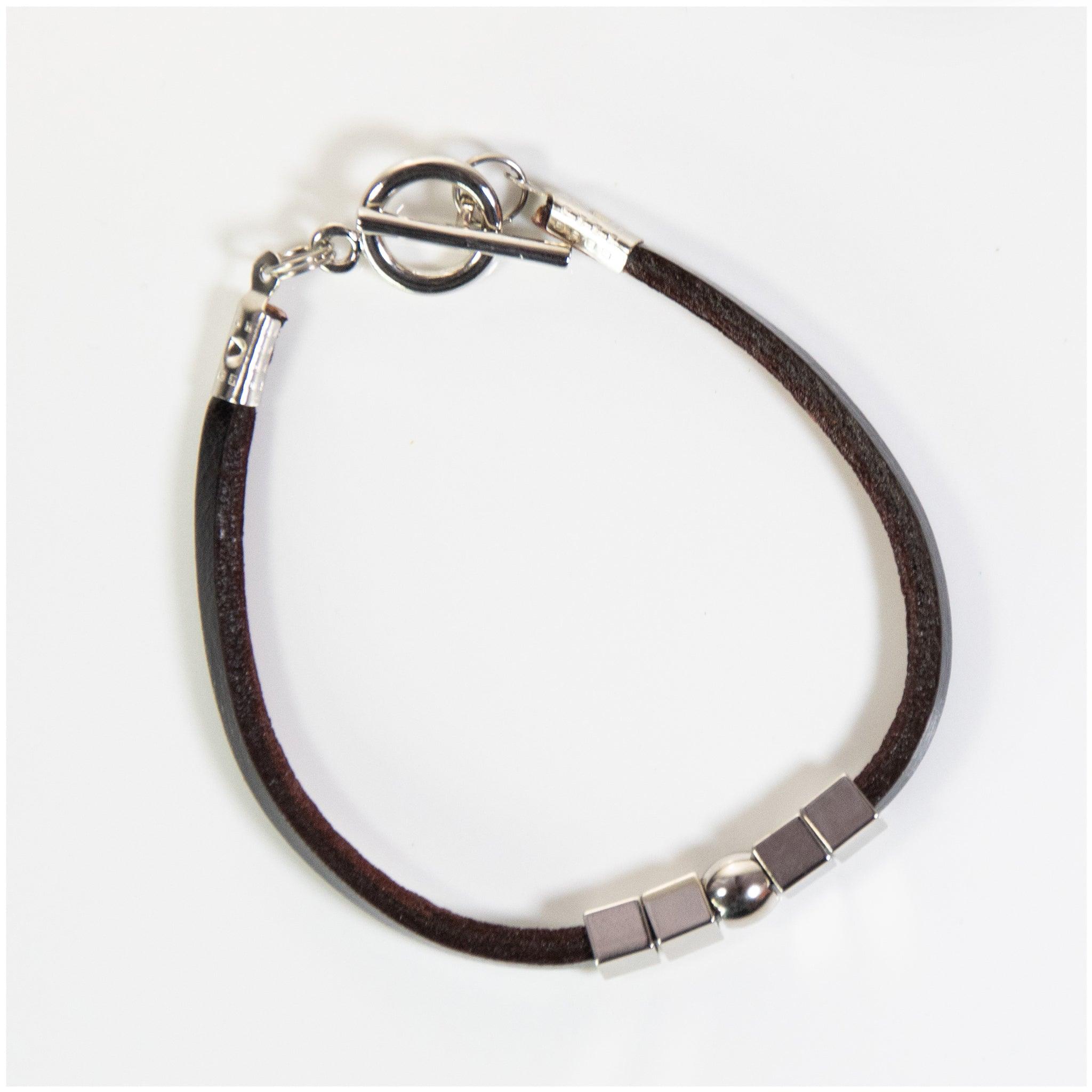 BL004 -Stainless Steel & Leather Bracelet - silverby-e.co.za