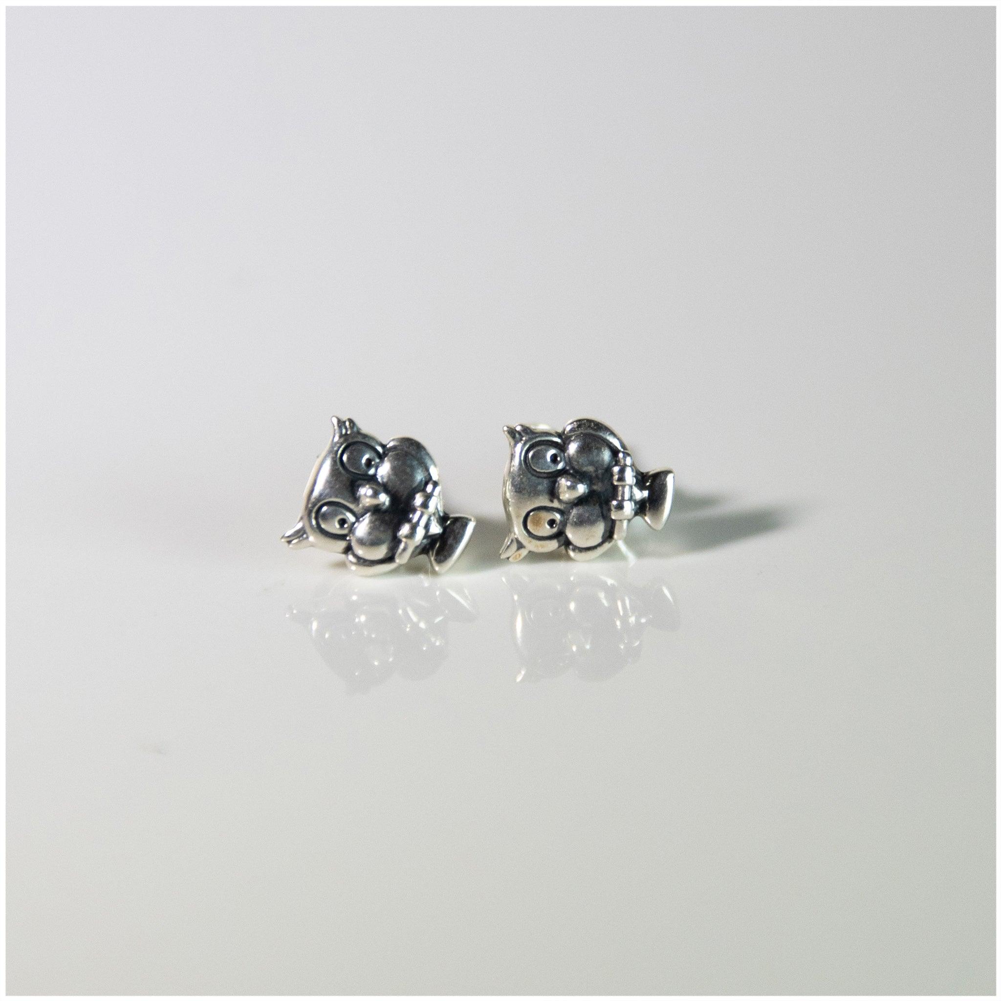 EK008 - Sterling Silver Owl Earrings - silverby-e.co.za