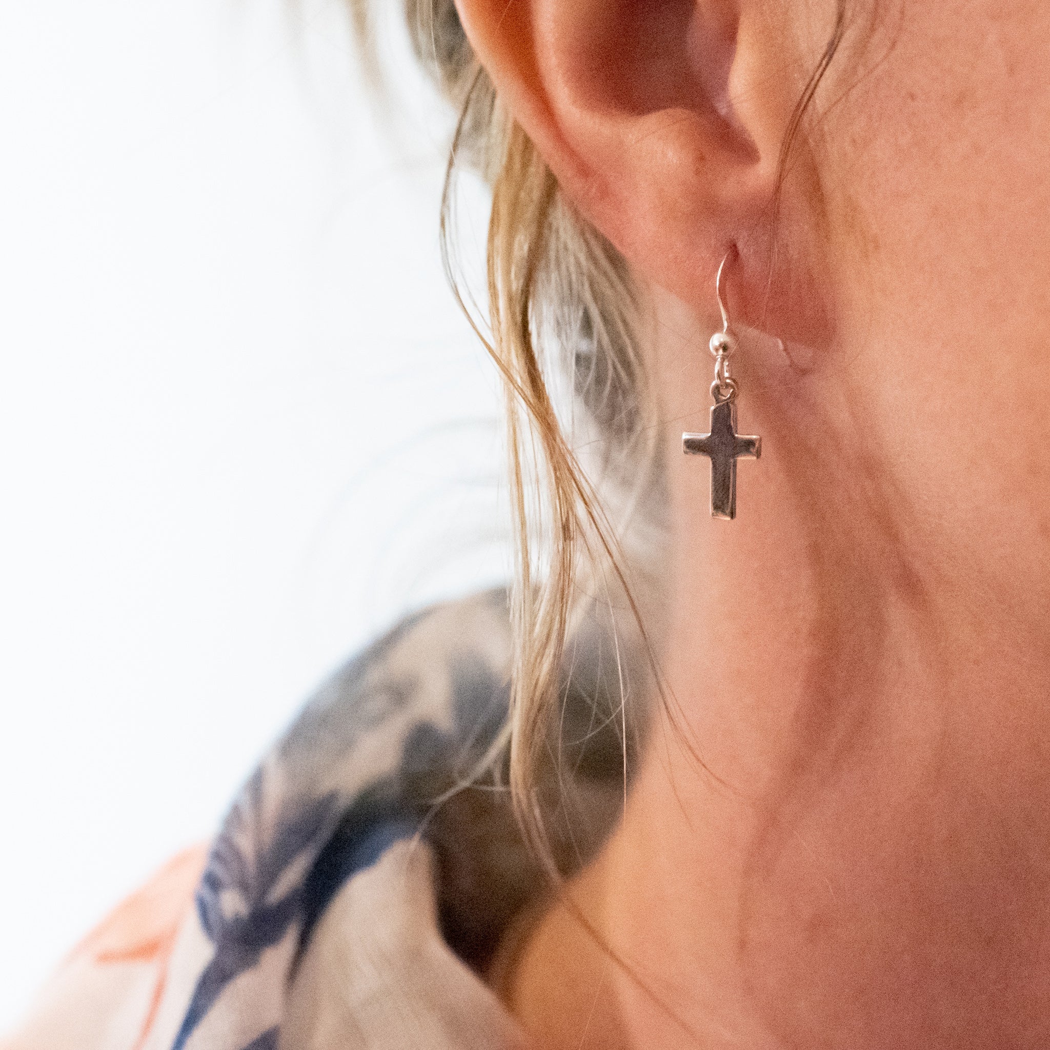 EL013 - Sterling Silver Cross Hook Earrings - silverby-e.co.za