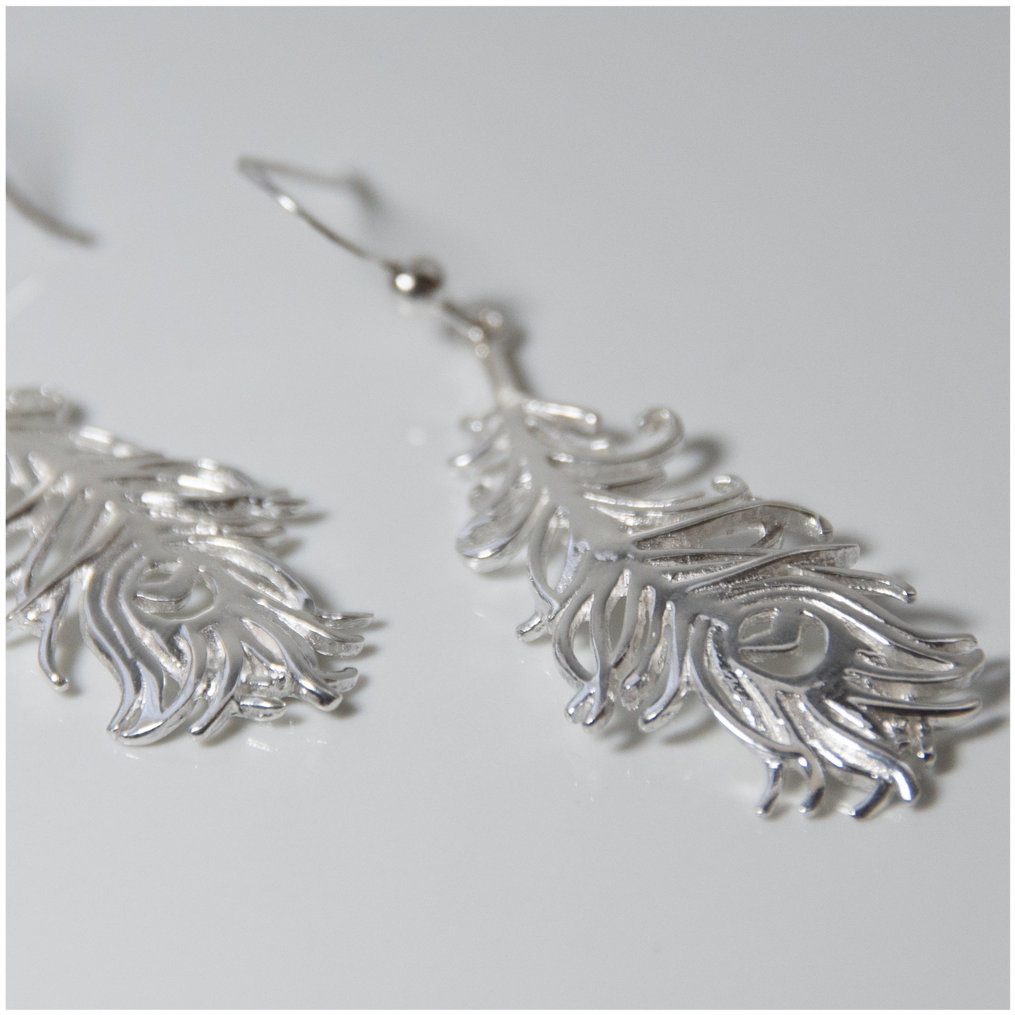 EL019 - Sterling Silver Feather Earrings - silverby-e.co.za