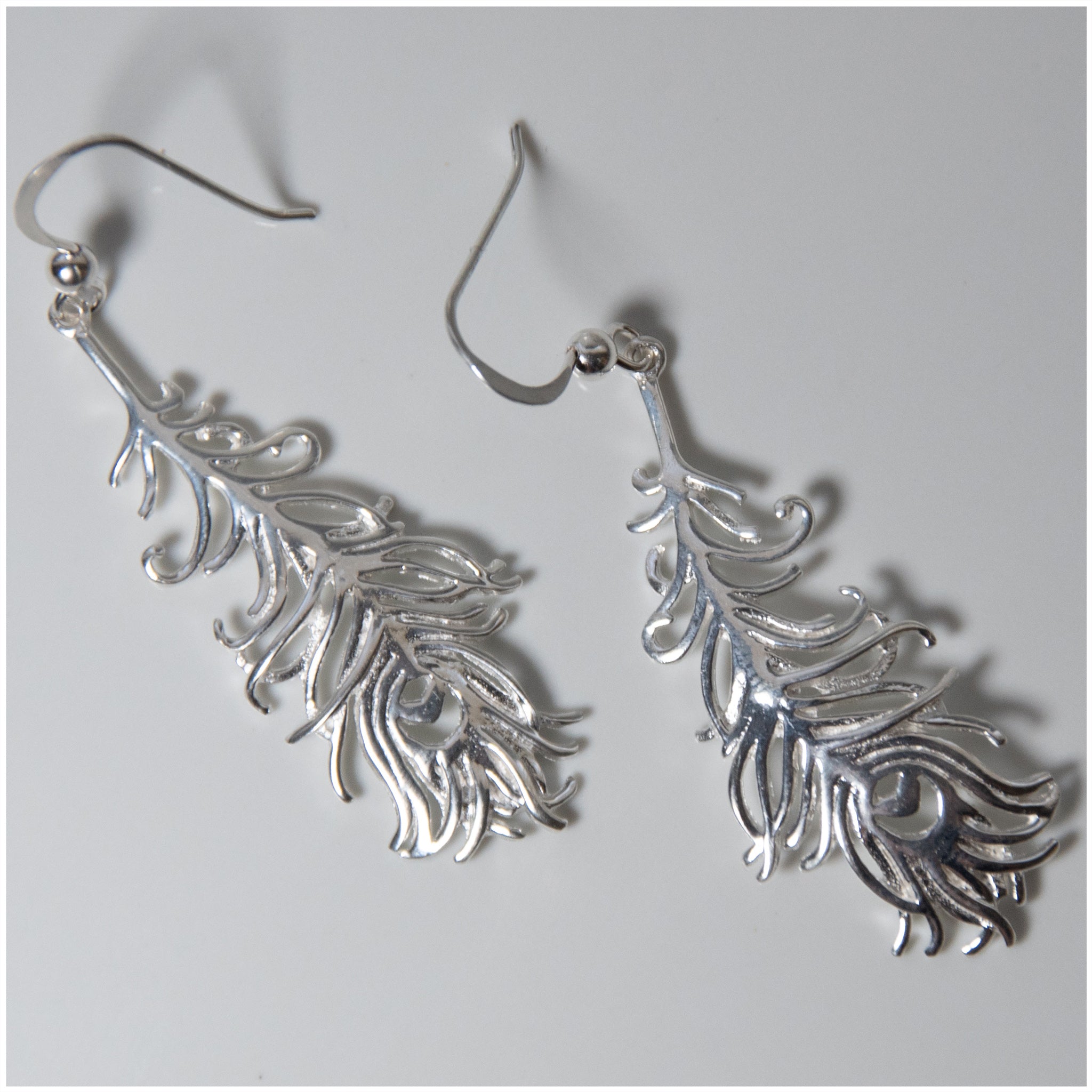 EL019 - Sterling Silver Feather Earrings - silverby-e.co.za