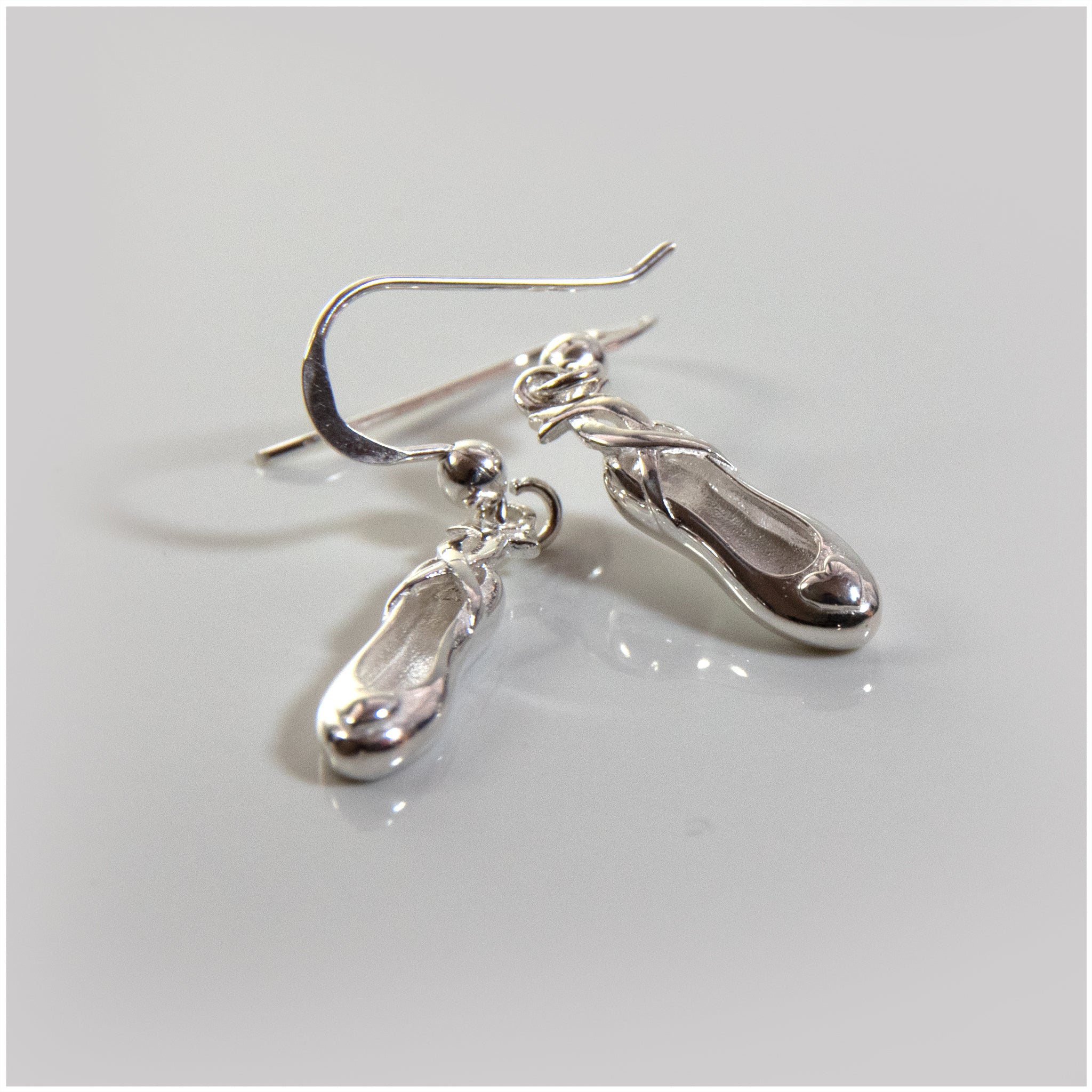 EL055 - Silver Ballet Shoes Hook Earrings - silverby-e.co.za