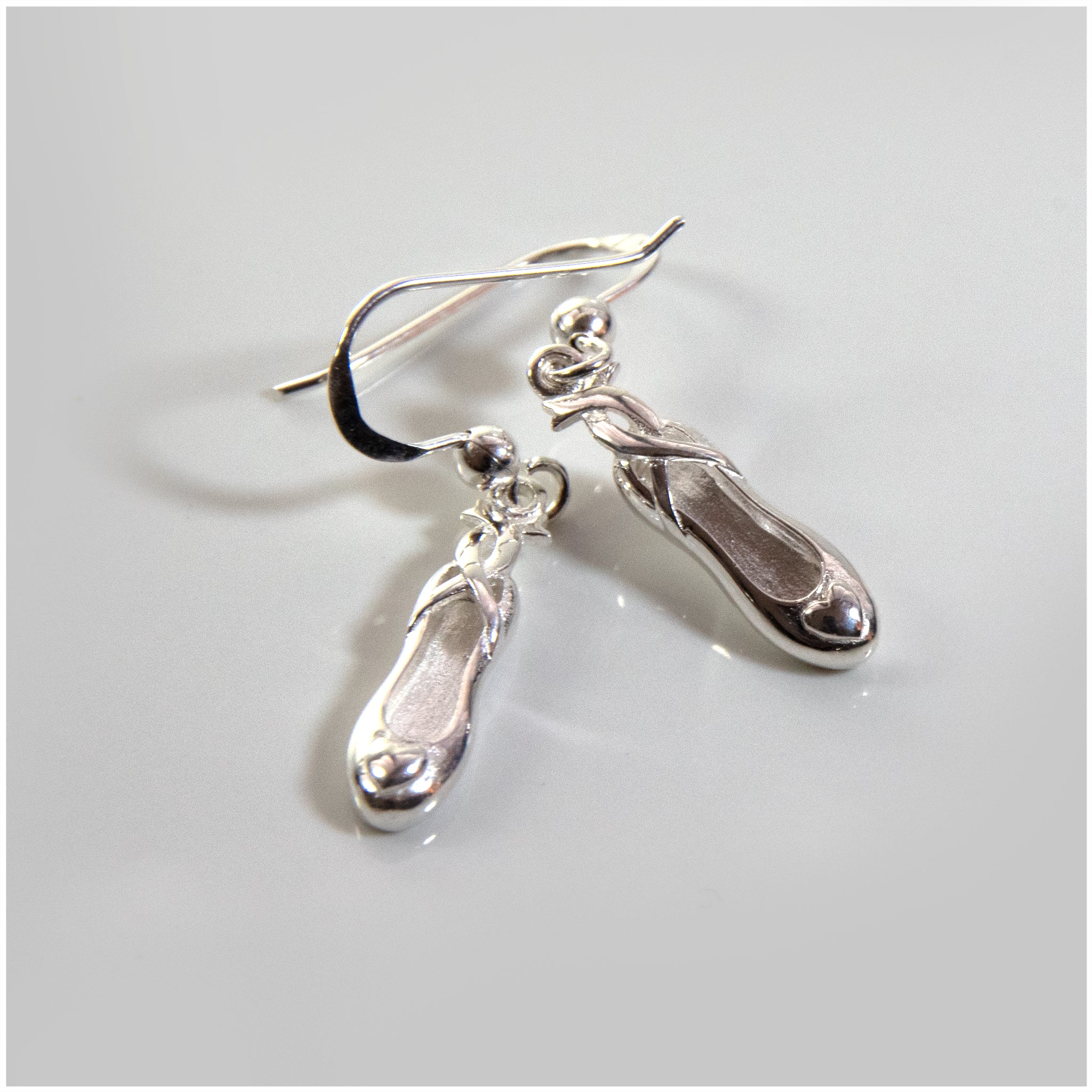 EL055 - Silver Ballet Shoes Hook Earrings - silverby-e.co.za