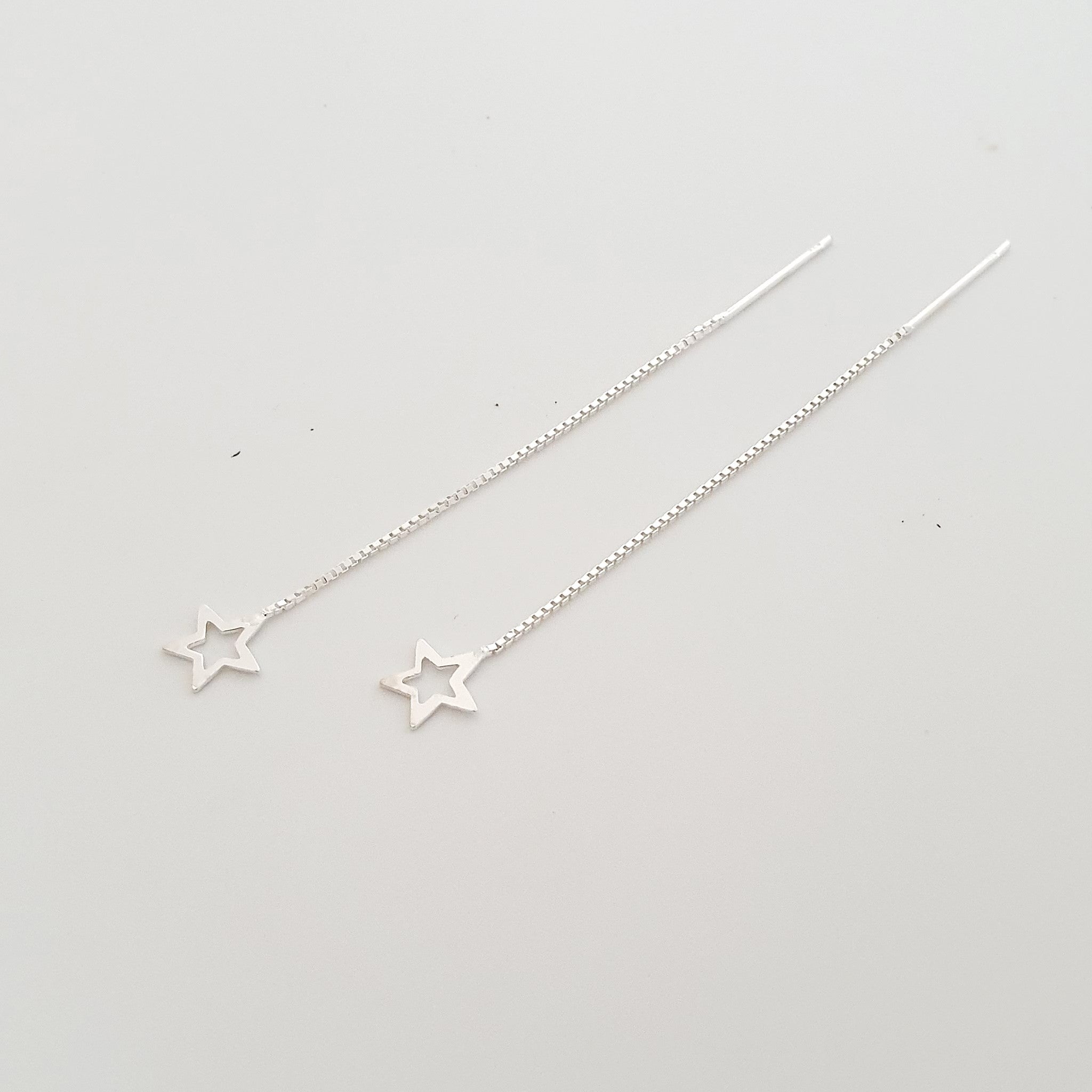 EL064 - Silver Star Threader Earrings - silverby-e.co.za