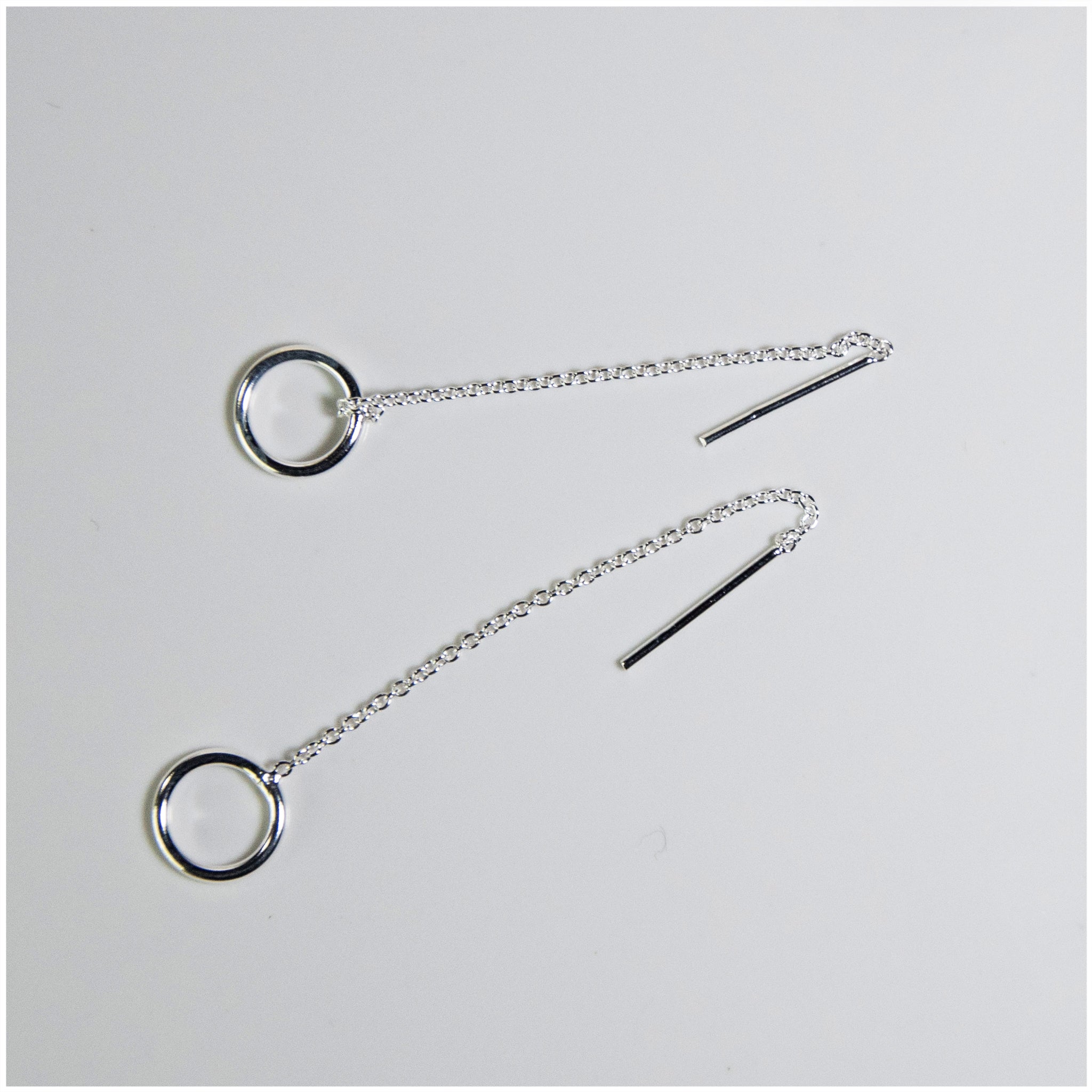 EL086 - Sterling Silver Circle Thread Earrings - silverby-e.co.za