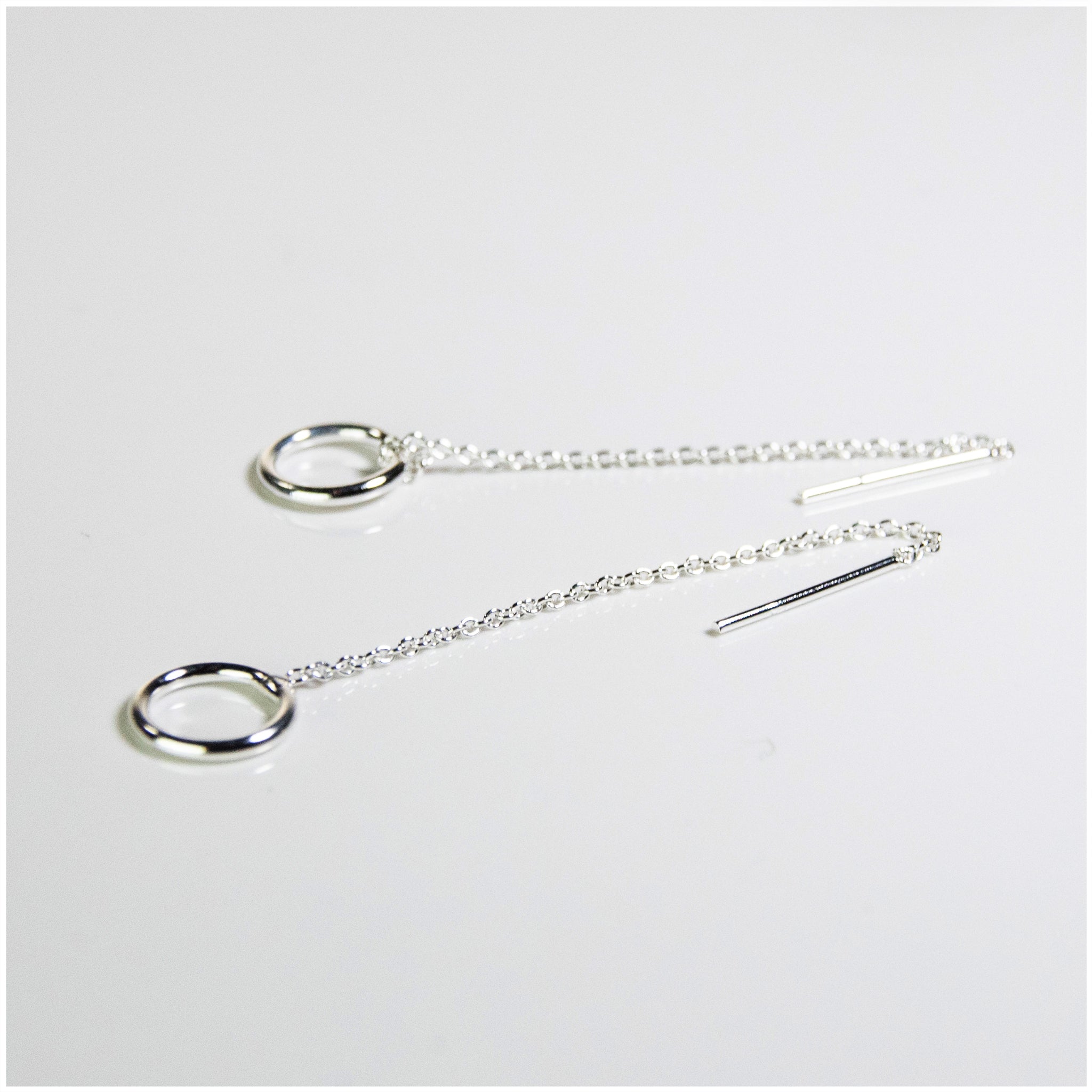EL086 - Sterling Silver Circle Thread Earrings - silverby-e.co.za