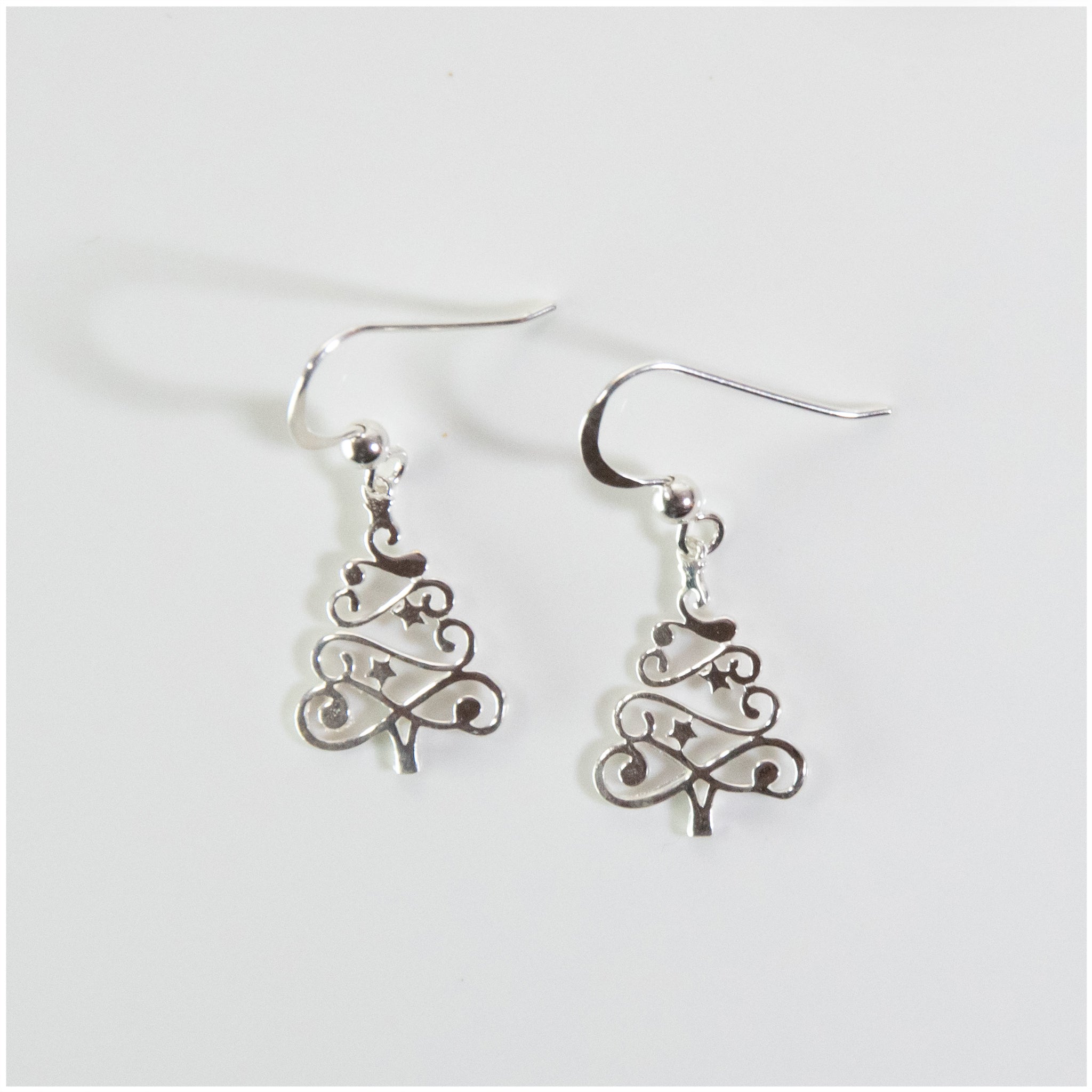EL089 - Sterling Silver Christmas Tree Hook Earrings - silverby-e.co.za