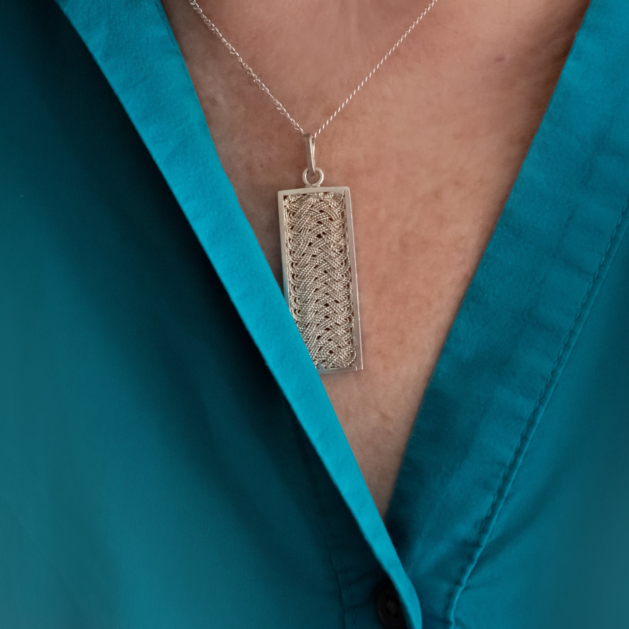 EPC003 - Sterling Silver Ethiopian Bar Pendant & Chain