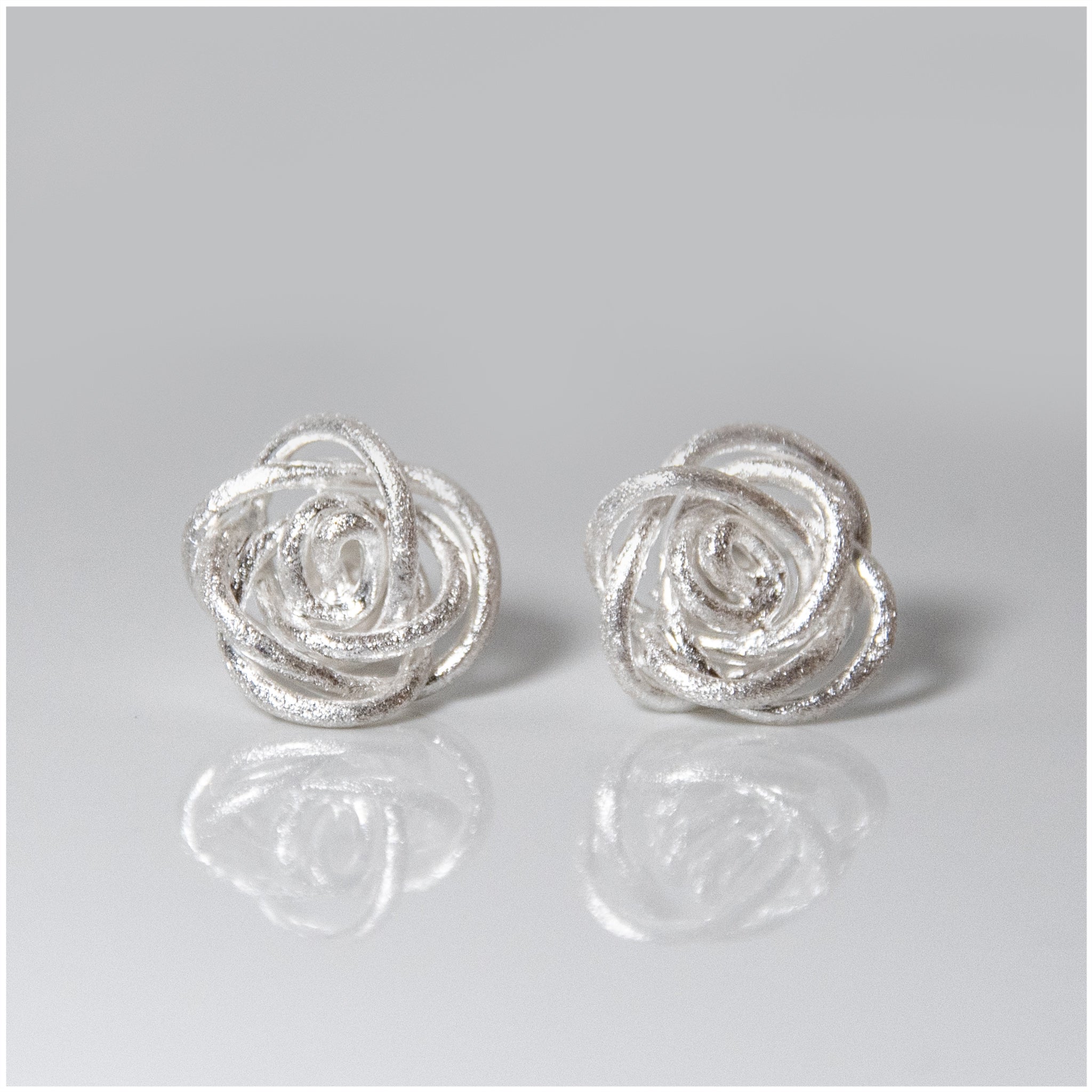 ES045 - Rose Push Back Earrings - silverby-e.co.za