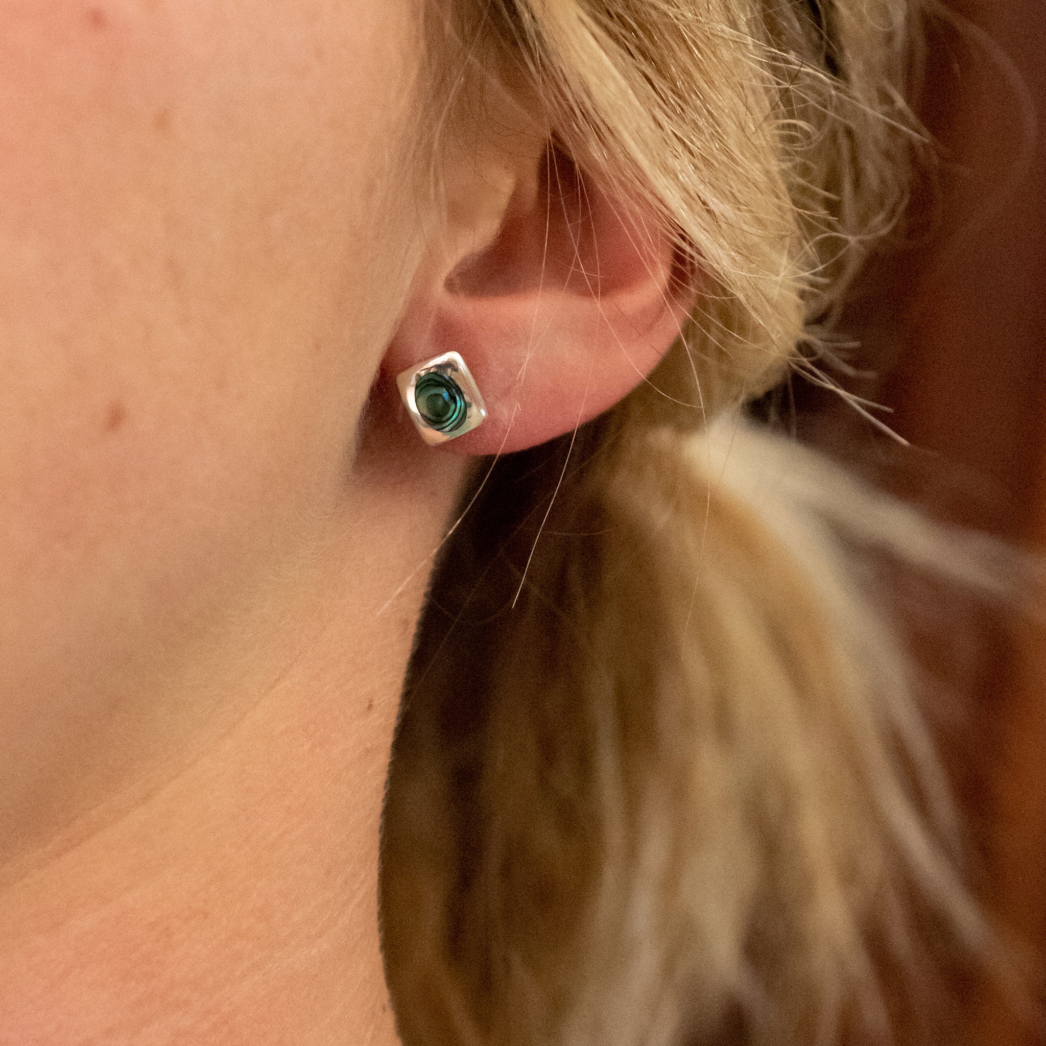 ES049 - Sterling Silver Rectangular Shell Earrings - silverby-e.co.za
