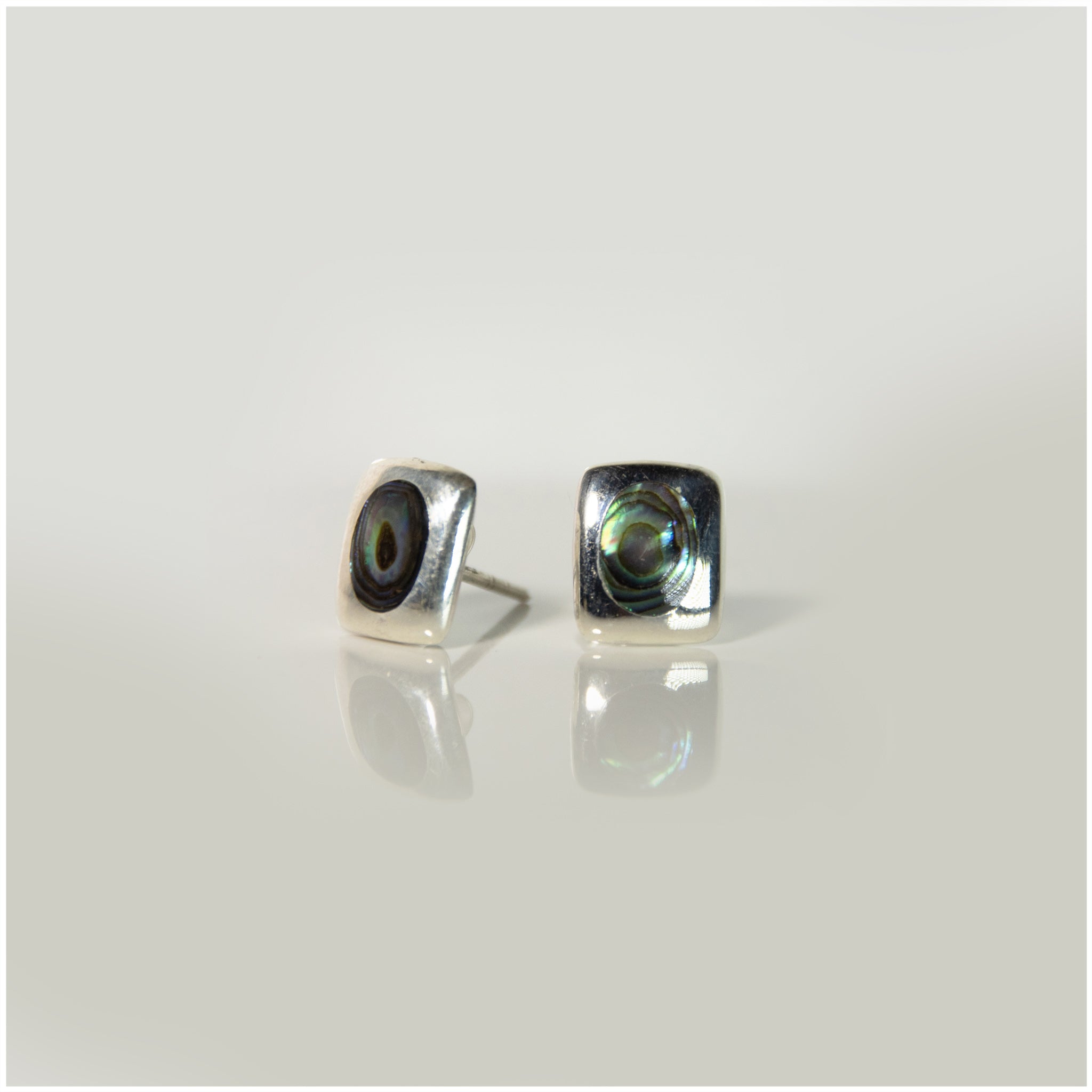 ES049 - Sterling Silver Rectangular Shell Earrings - silverby-e.co.za