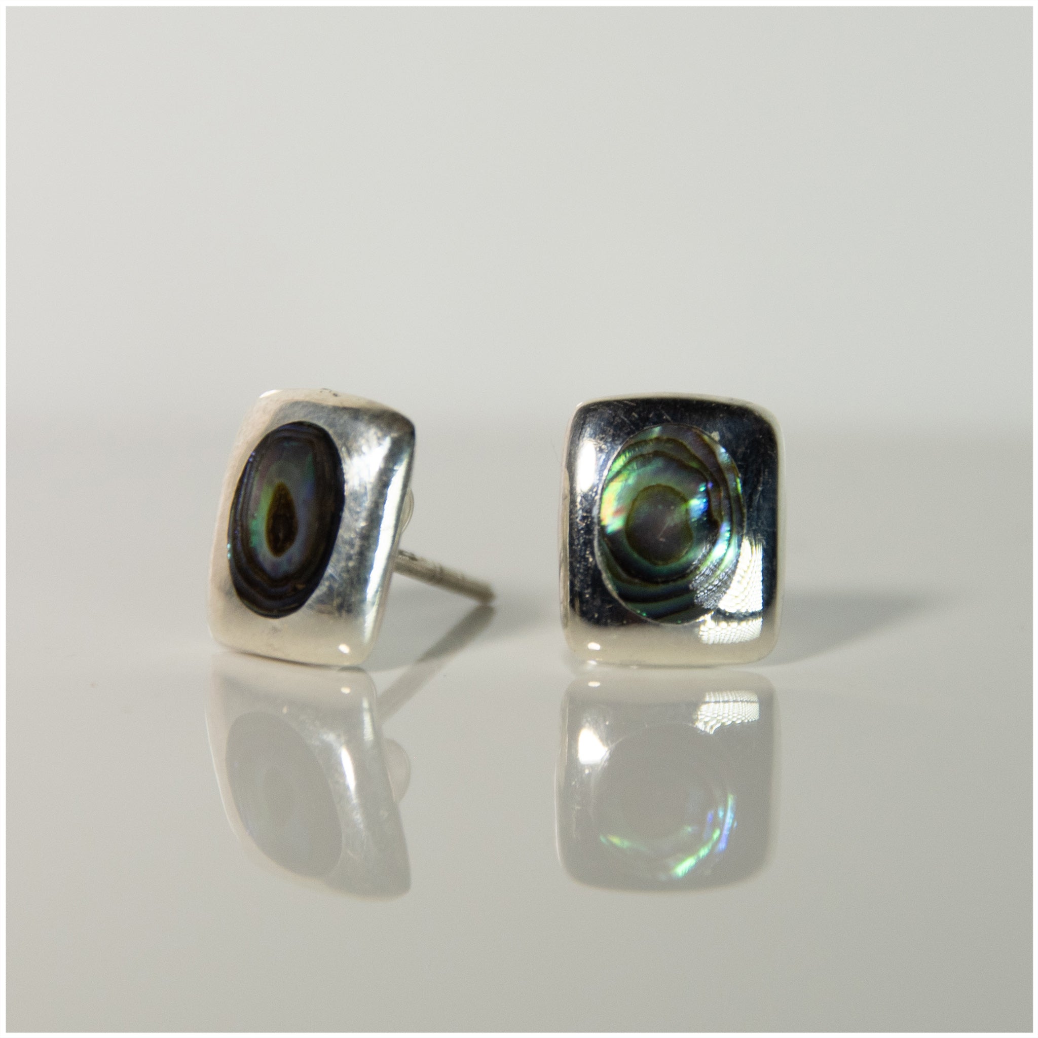 ES049 - Sterling Silver Rectangular Shell Earrings - silverby-e.co.za