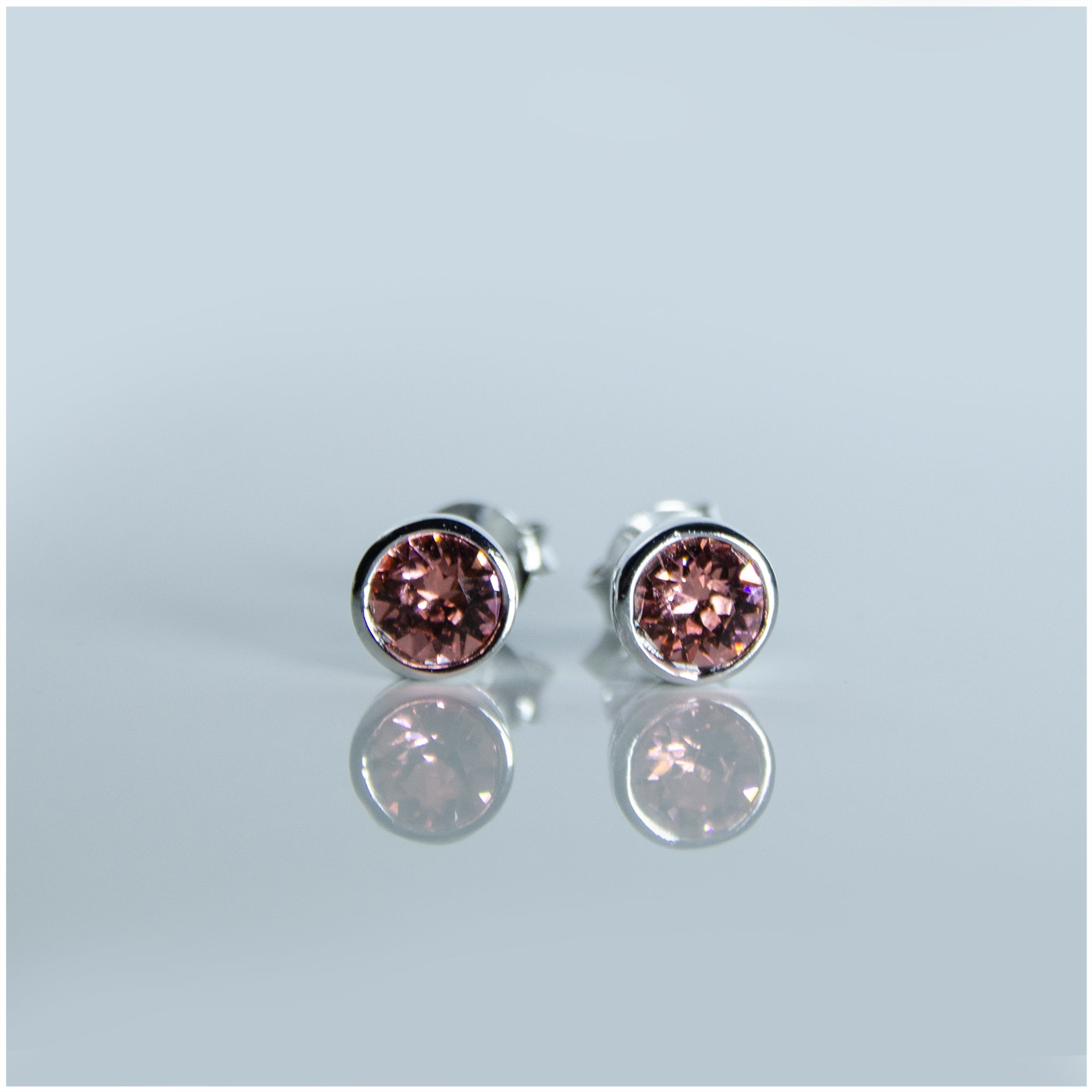 ES078 - Sterling Silver Push-Back Stud Earrings Decorated with Authentic Swarovski® Crystals - silverby-e.co.za