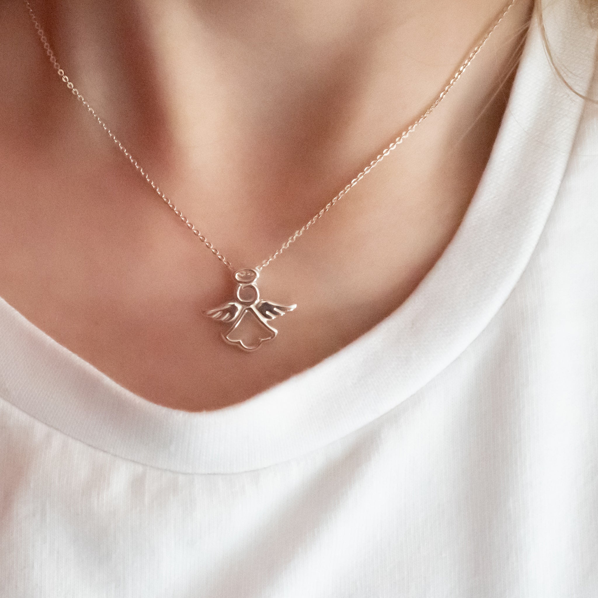 PK003C - Sterling Silver Angel Pendant & Chain - silverby-e.co.za