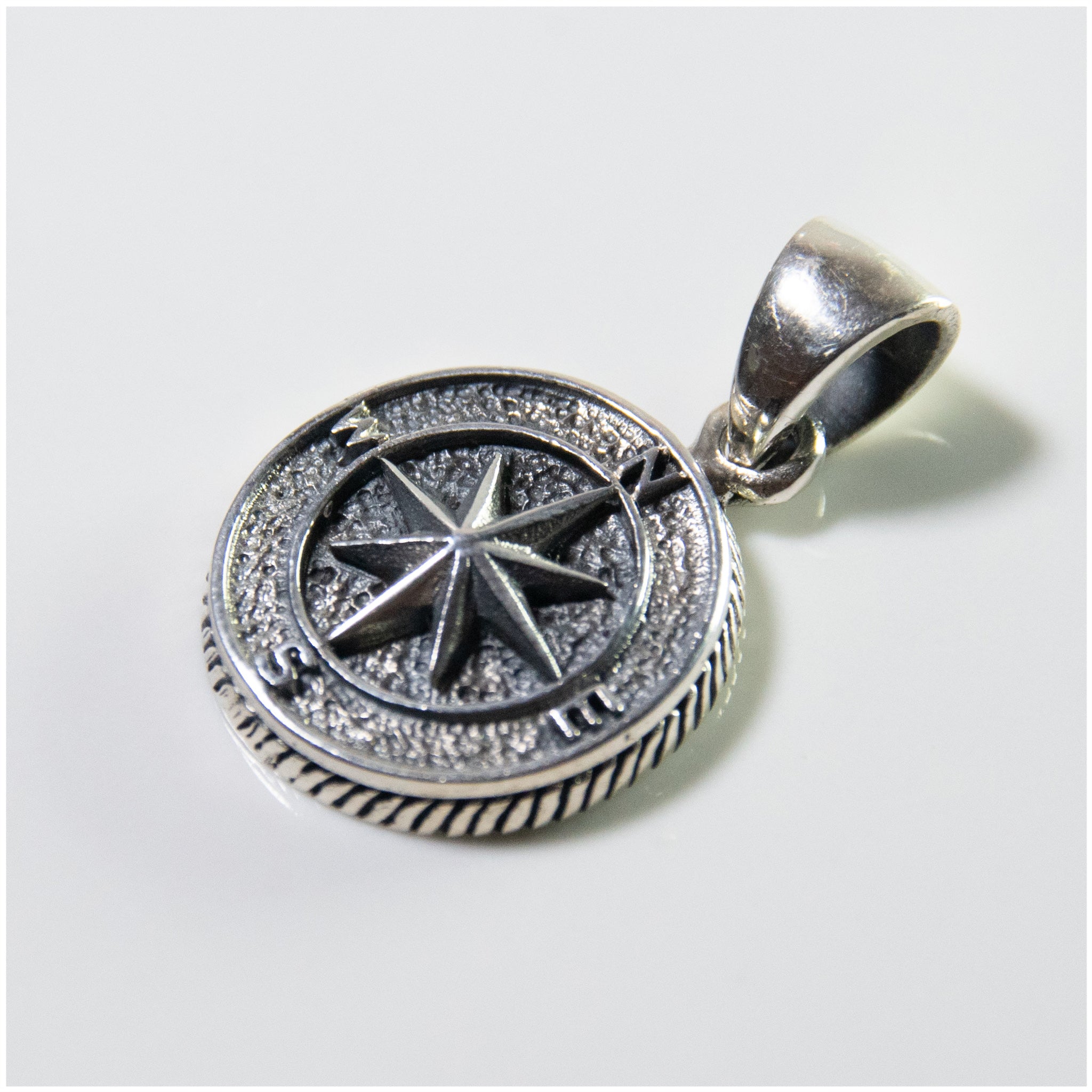 PR004 - Sterling Silver Compass Pendant - silverby-e.co.za