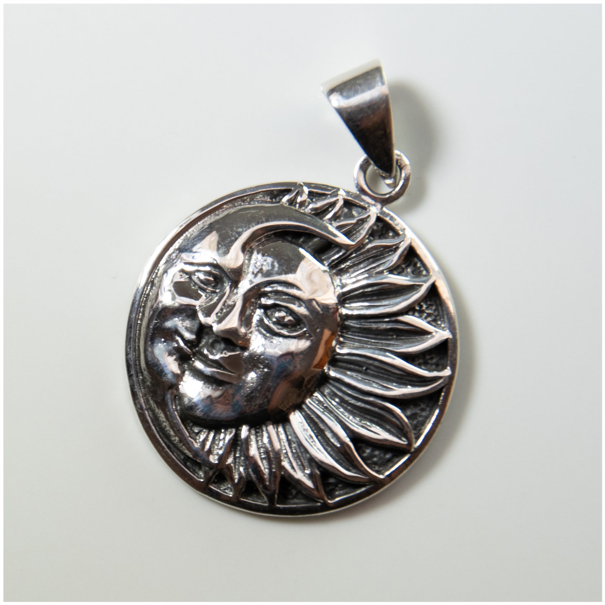 PR012 - Sterling Silver Sun & Moon Pendant - silverby-e.co.za