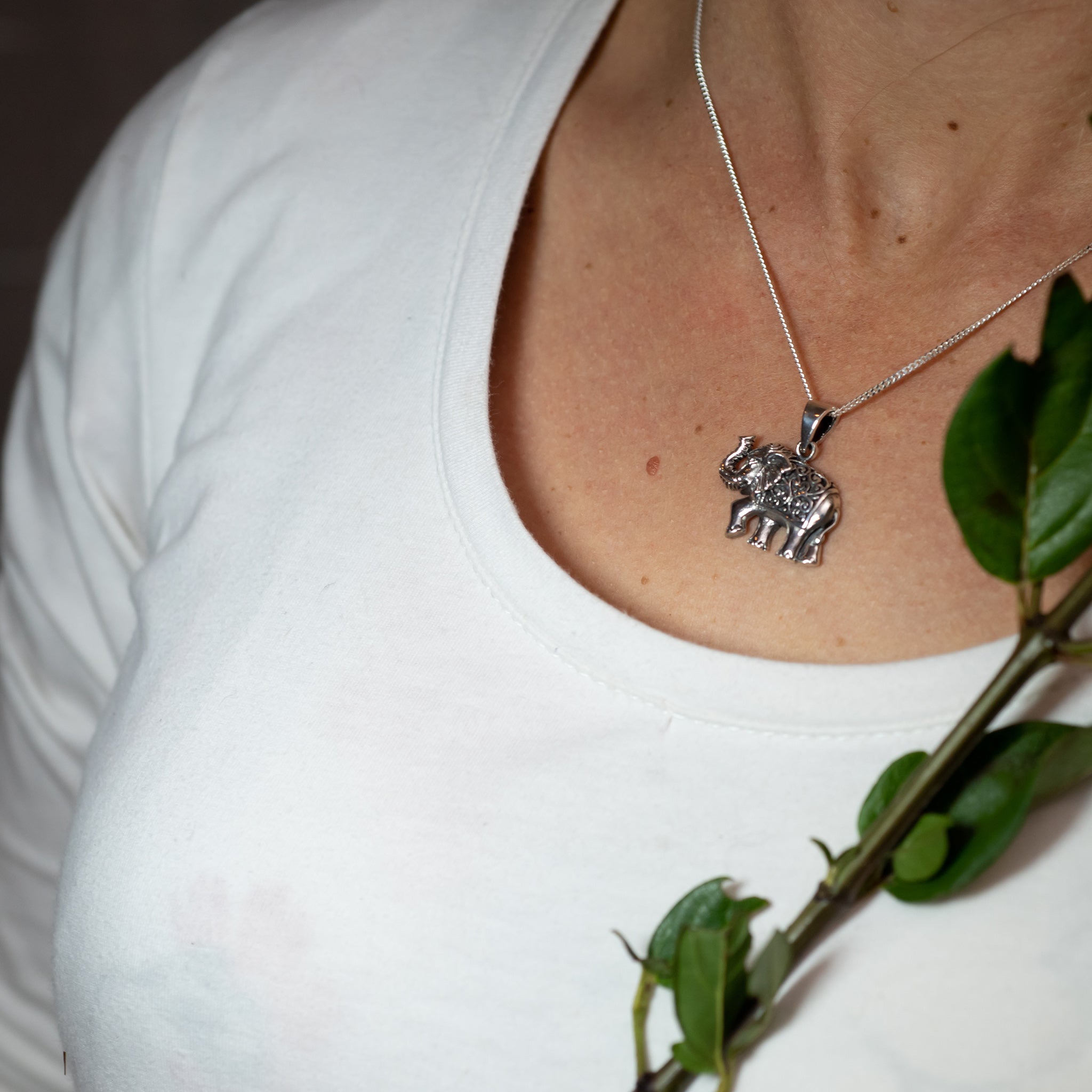 PS003C -Sterling Silver Elephant Pendant & Chain