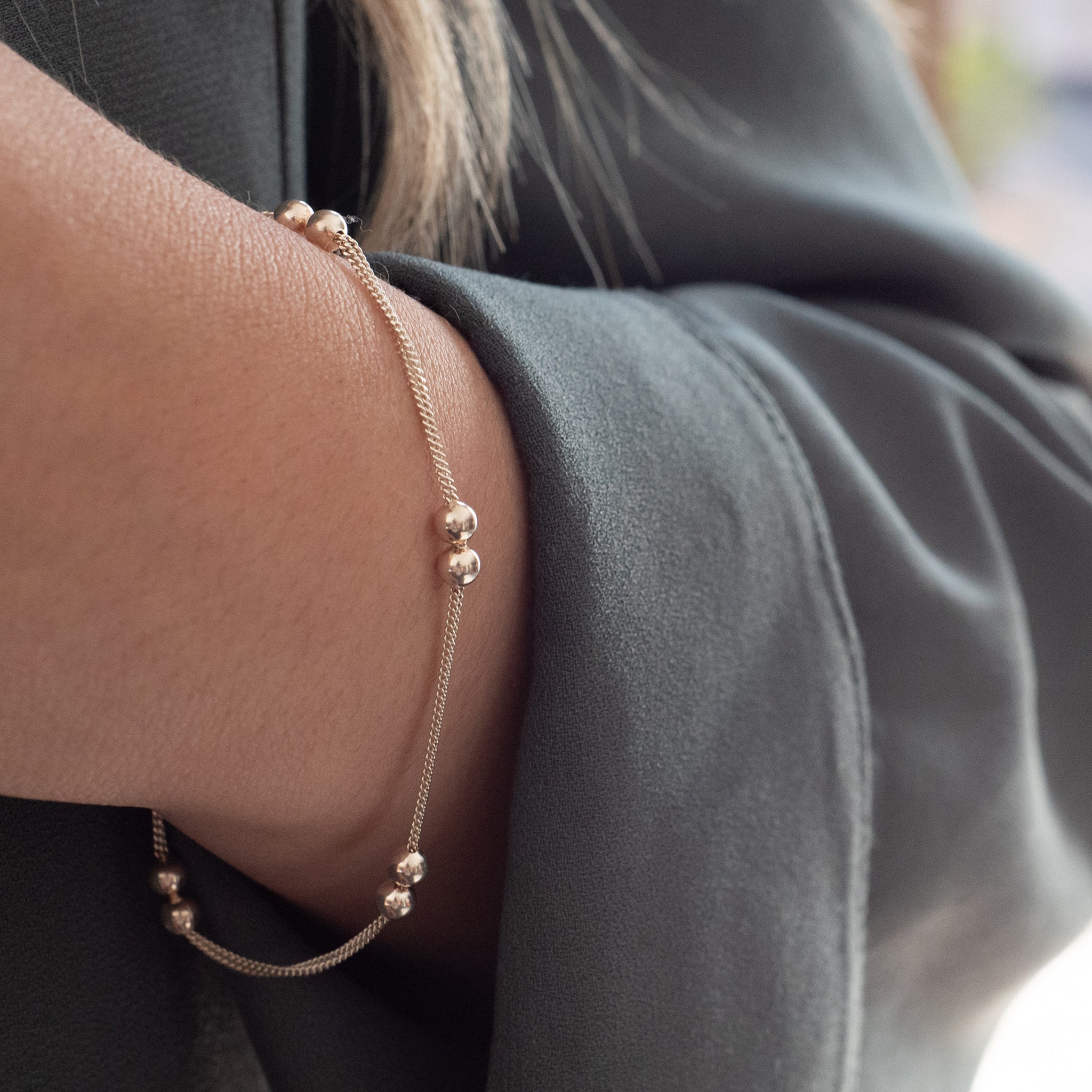 SB002 - Sterling Silver Double Ball & Chain Bracelet