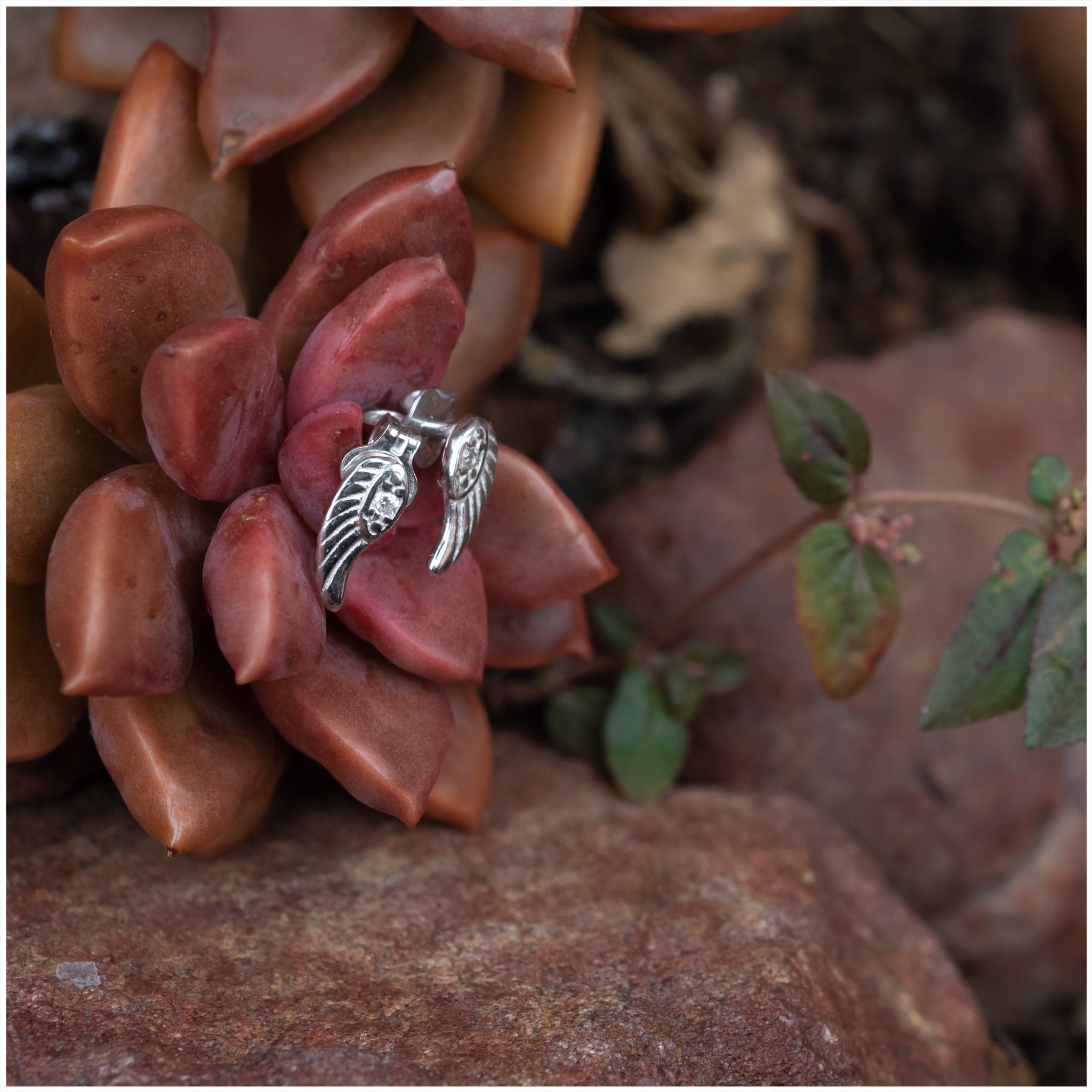 SES016 - Sterling Silver Angel Wings with CZ Studs - silverby-e.co.za
