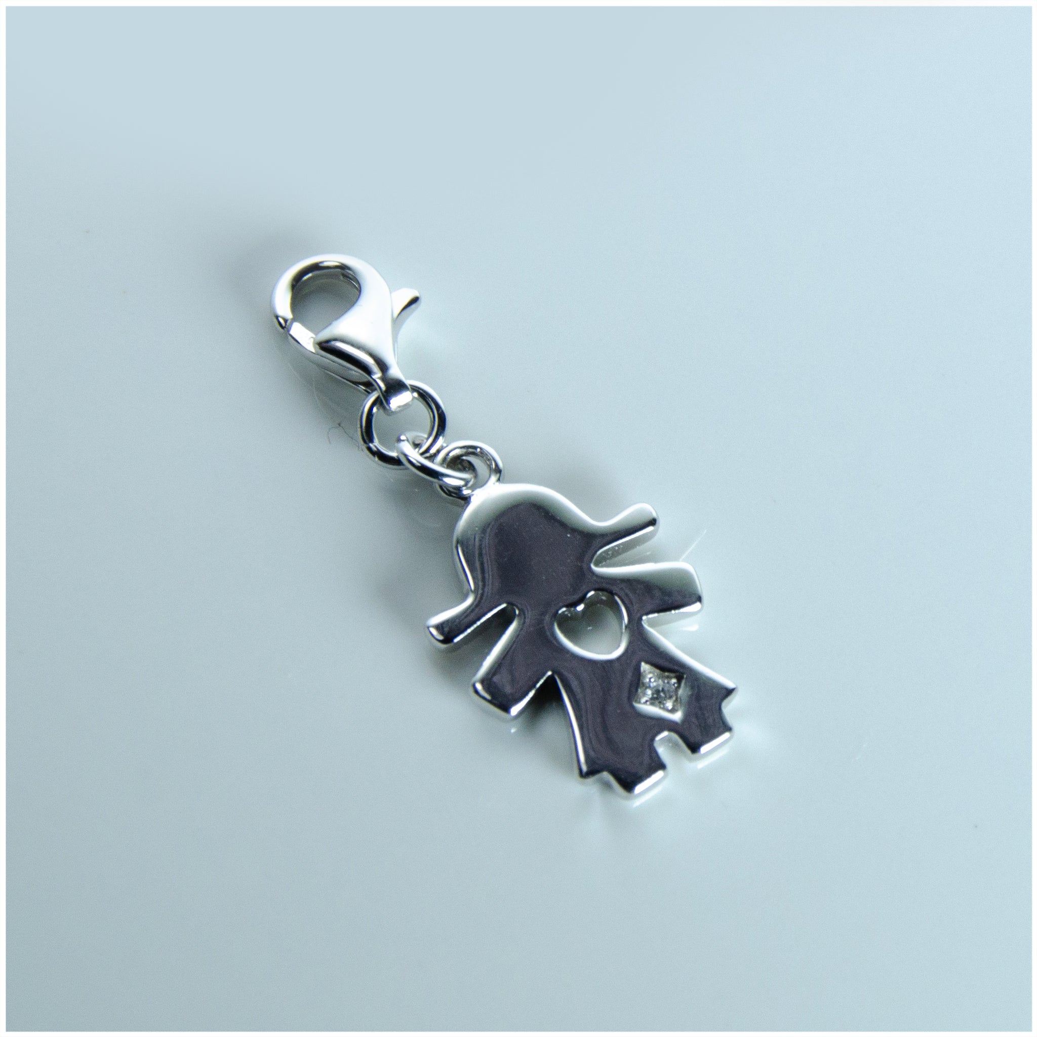 SCH005 - Sterling Silver Girl Charm with CZ - silverby-e.co.za