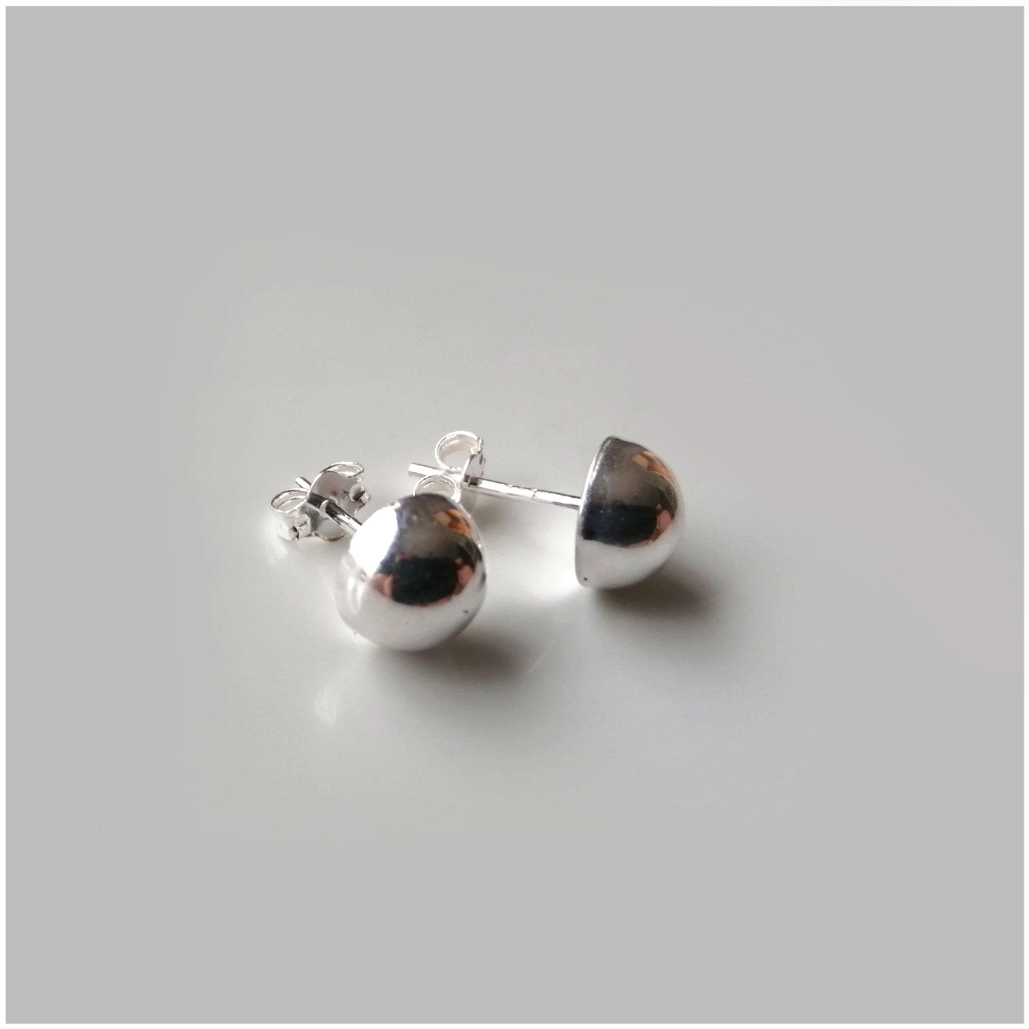 SES001 - Sterling Silver Half Round Push Back Earrings - silverby-e.co.za