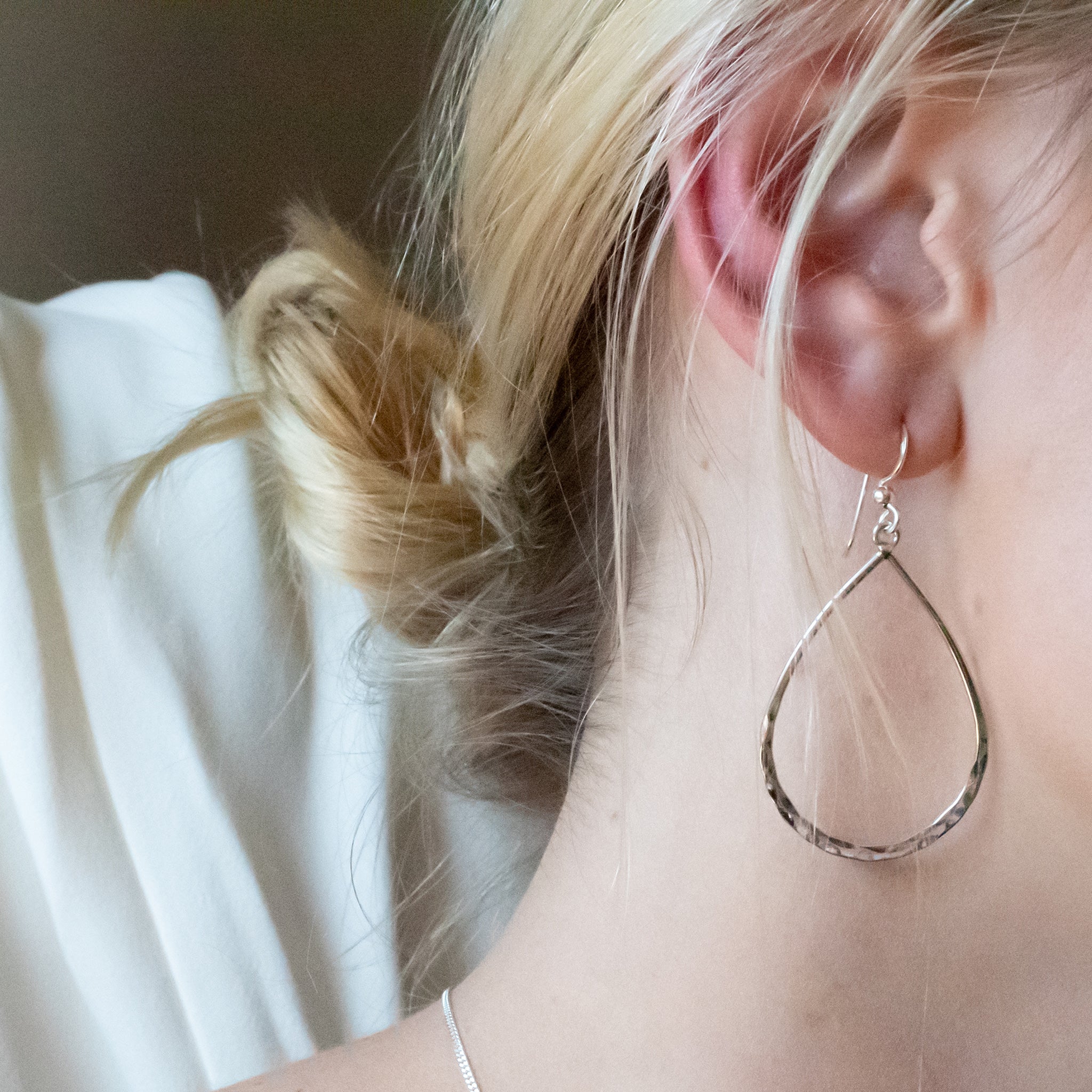 EL056 - Sterling Silver Teardrop Shaped Hook Earrings - silverby-e.co.za