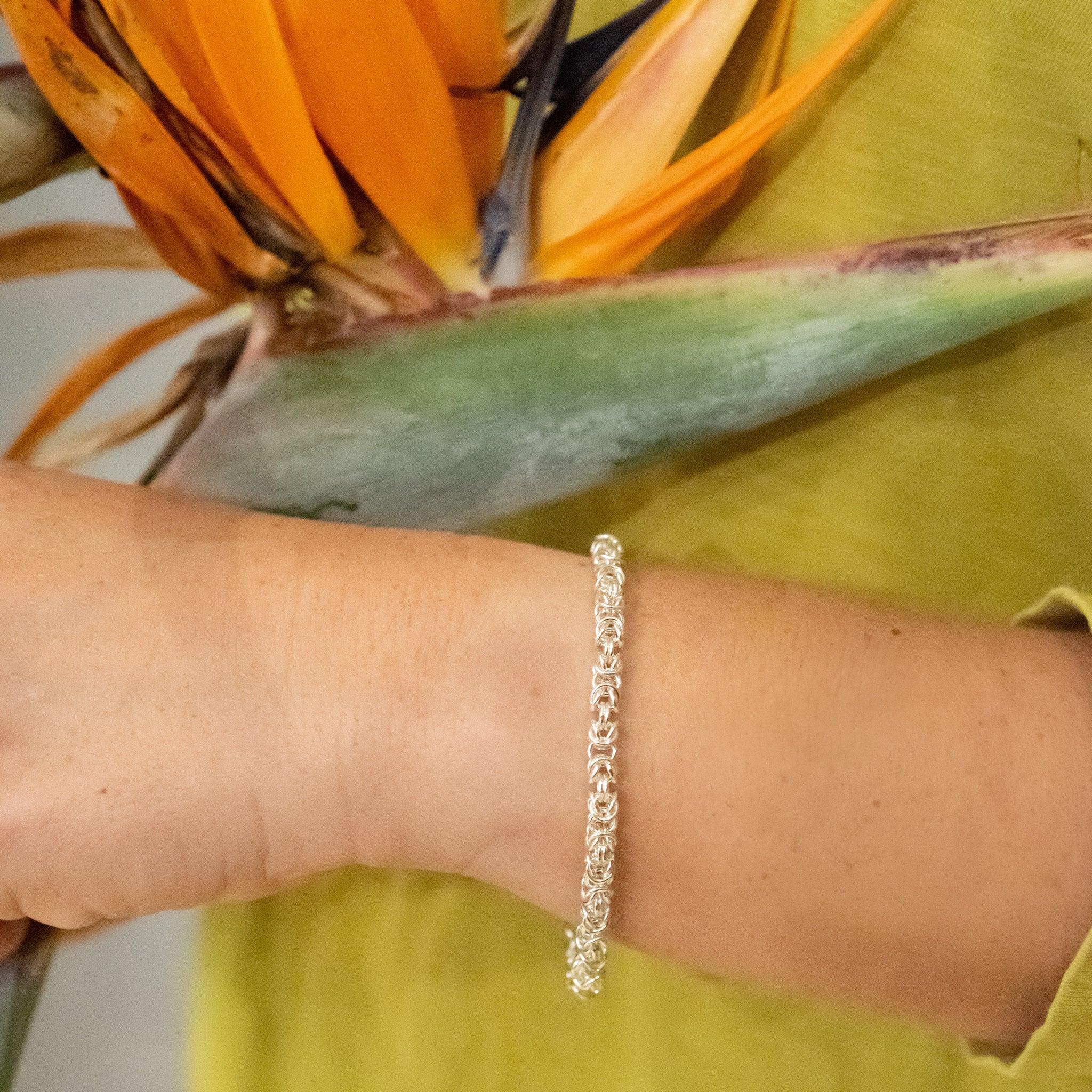 B014 - Sterling Silver Byzantine Bracelet - silverby-e.co.za