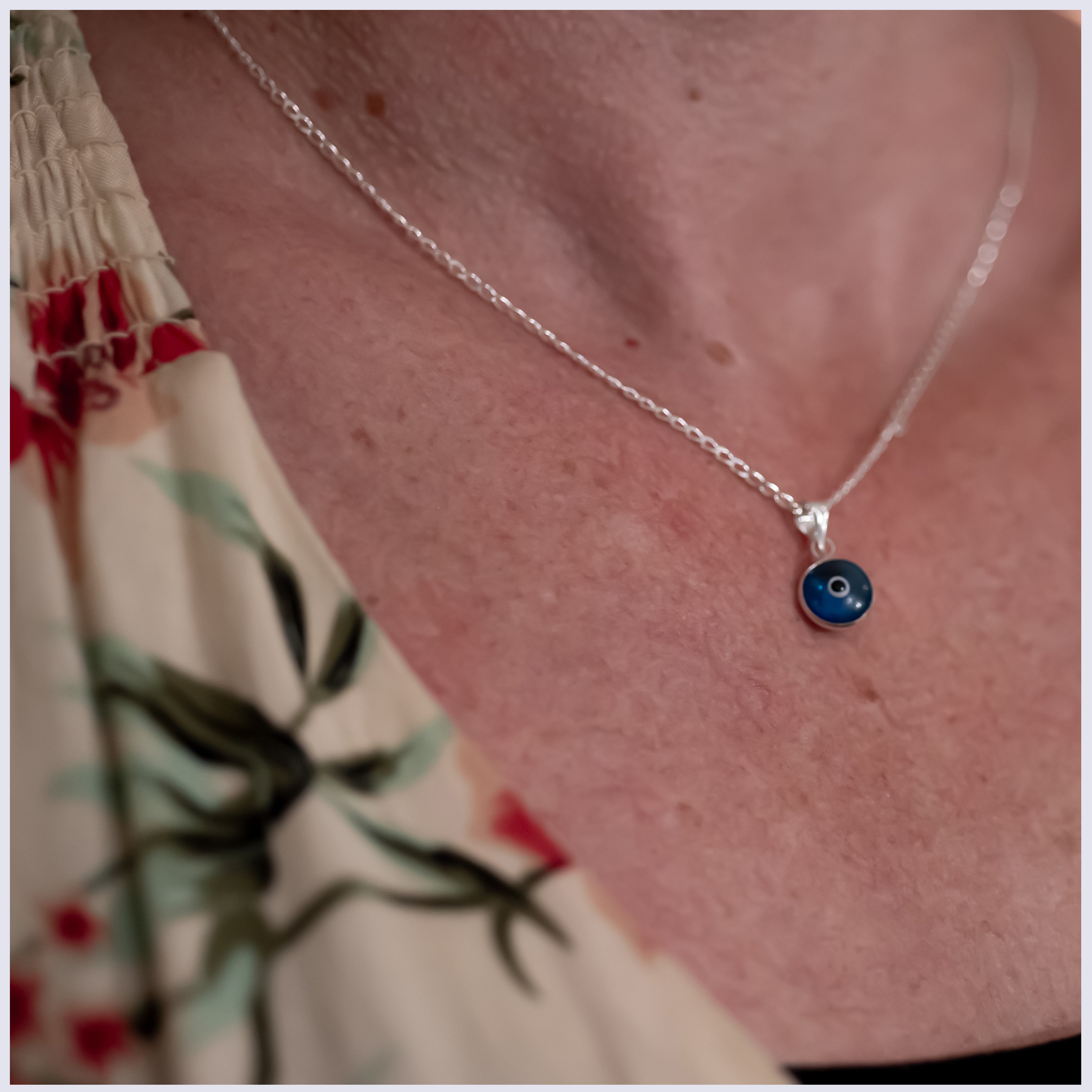 SP009C - Sterling Silver Evil Eye Necklace decorated with Colored Enamel with Chain