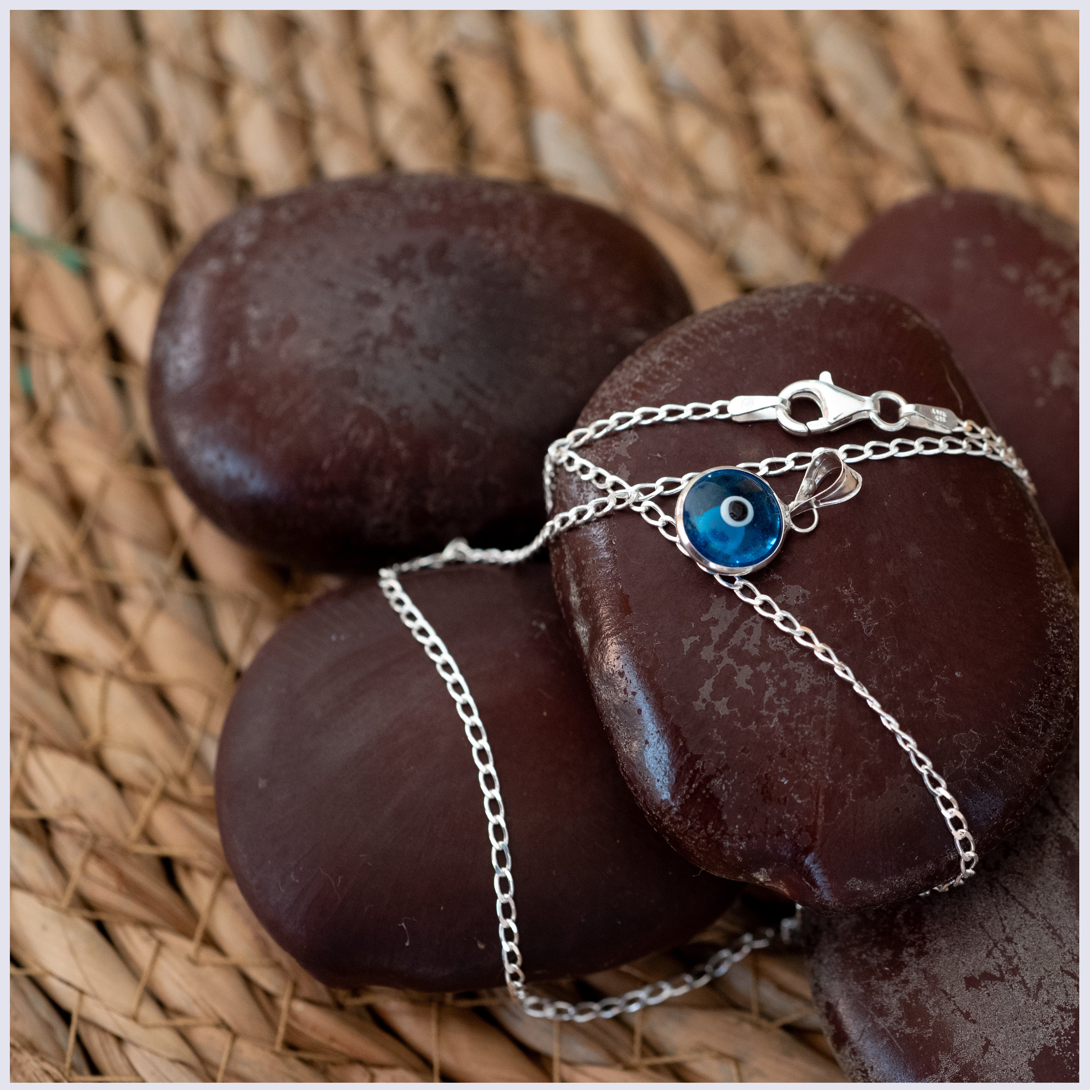 SP009C - Sterling Silver Evil Eye Necklace decorated with Colored Enamel with Chain